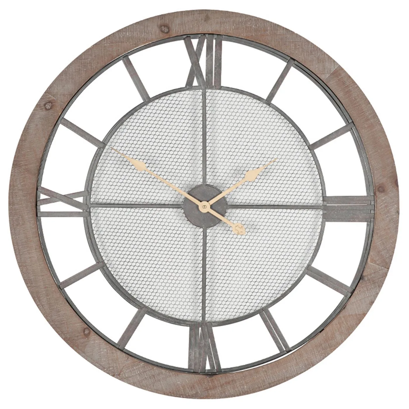 Roman Numeral Round Wall Clock - Wood