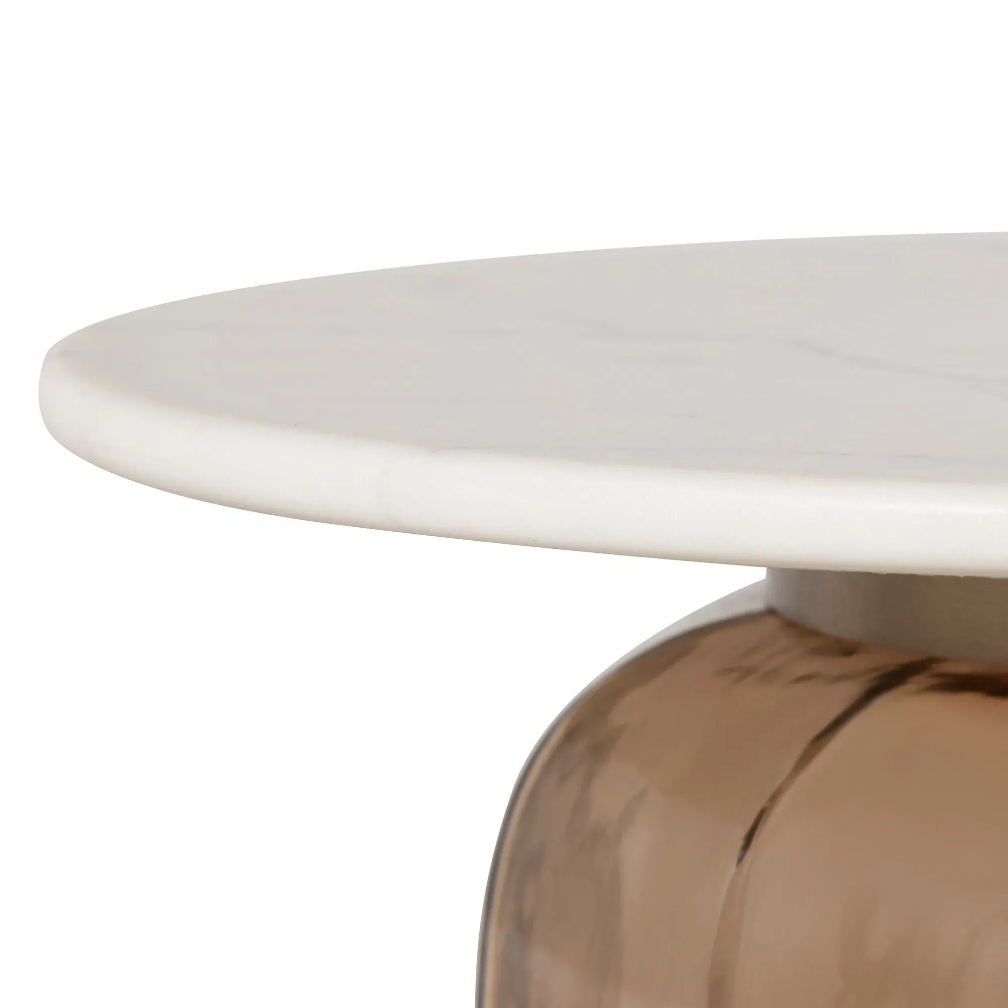 Rossi Large Round Coffee Table - White, Glass