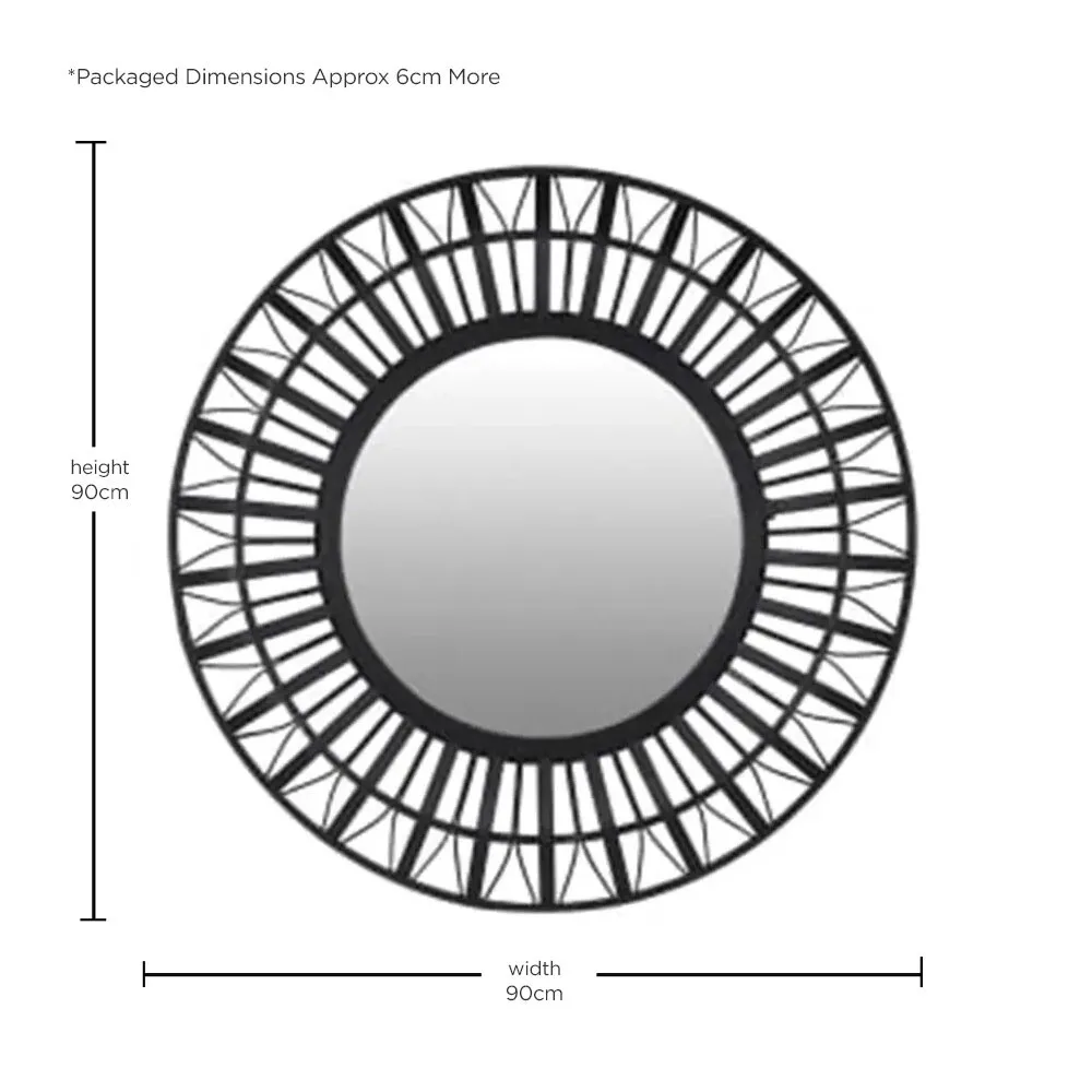 Round Bamboo Mirror - Black