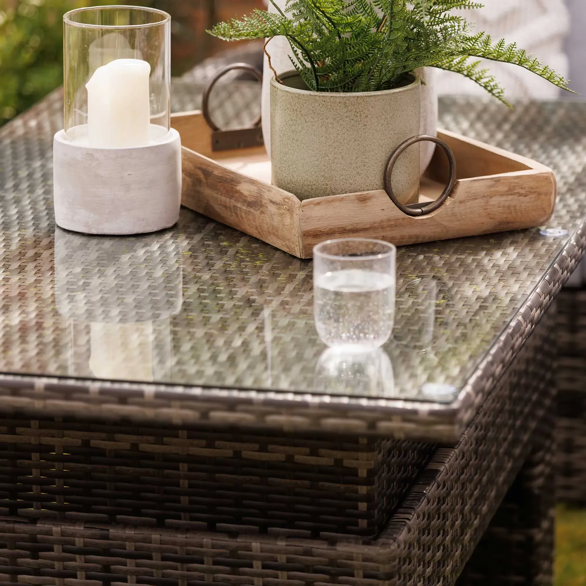 Round Glass Hurricane - Grey, Cement