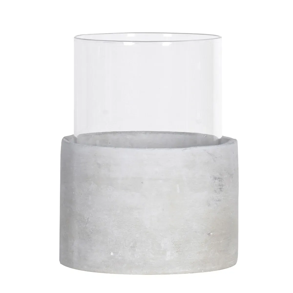 Round Glass Hurricane - Grey, Cement image