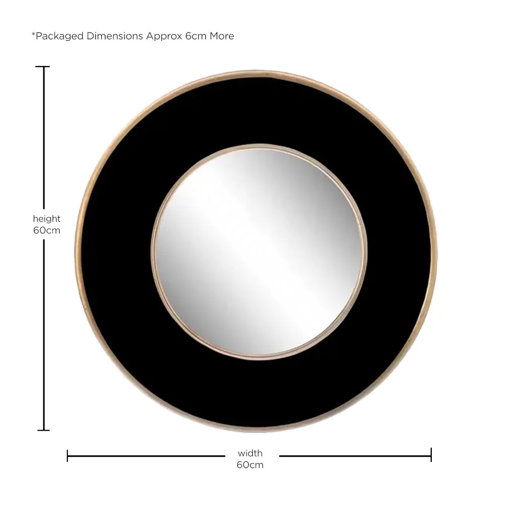 Round Mirror - Black, Metal