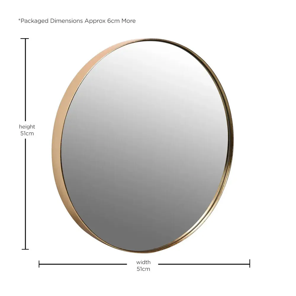 Round Rim Mirror - Gold, Metal