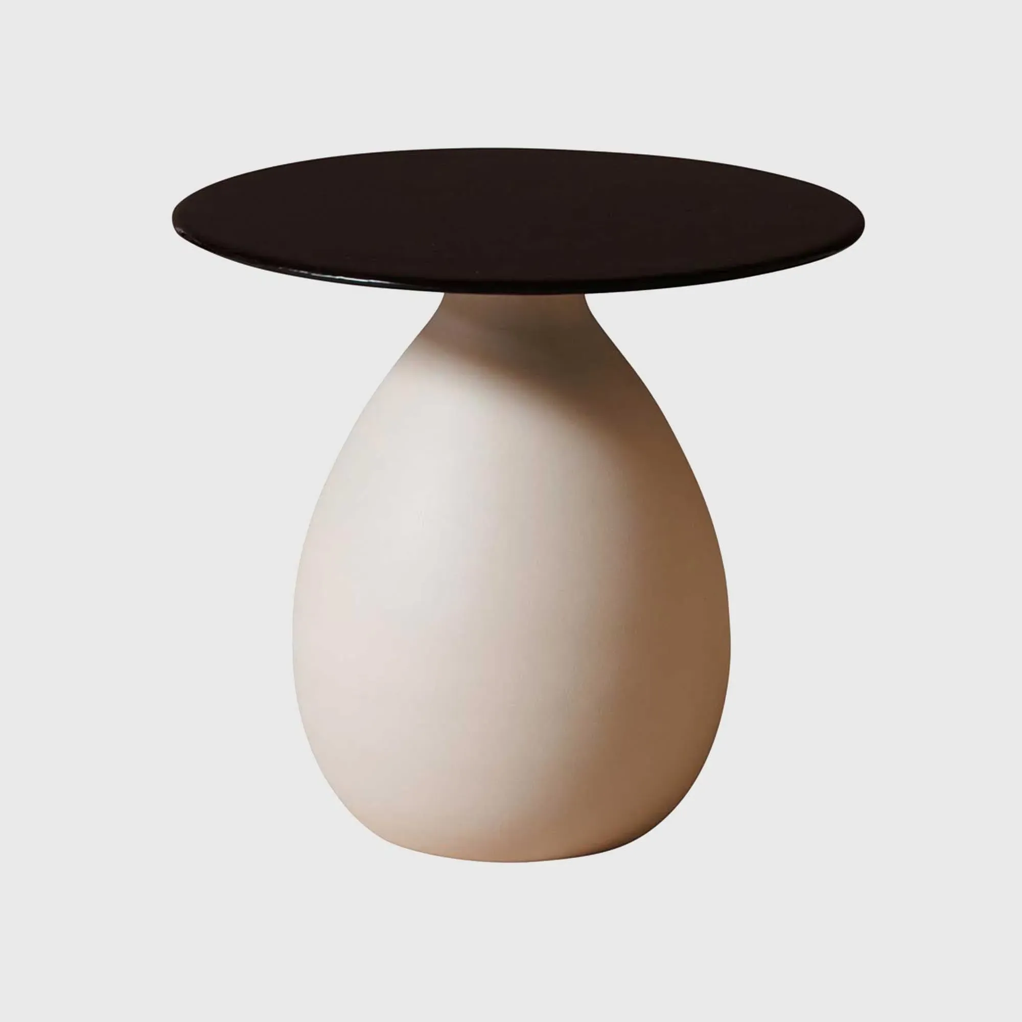 Round Side Table - Beige, Metal