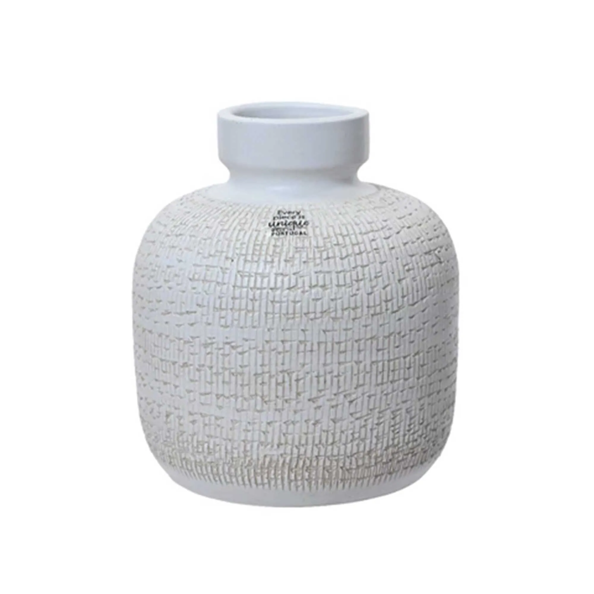 Round Textured Vase - White, Terracotta