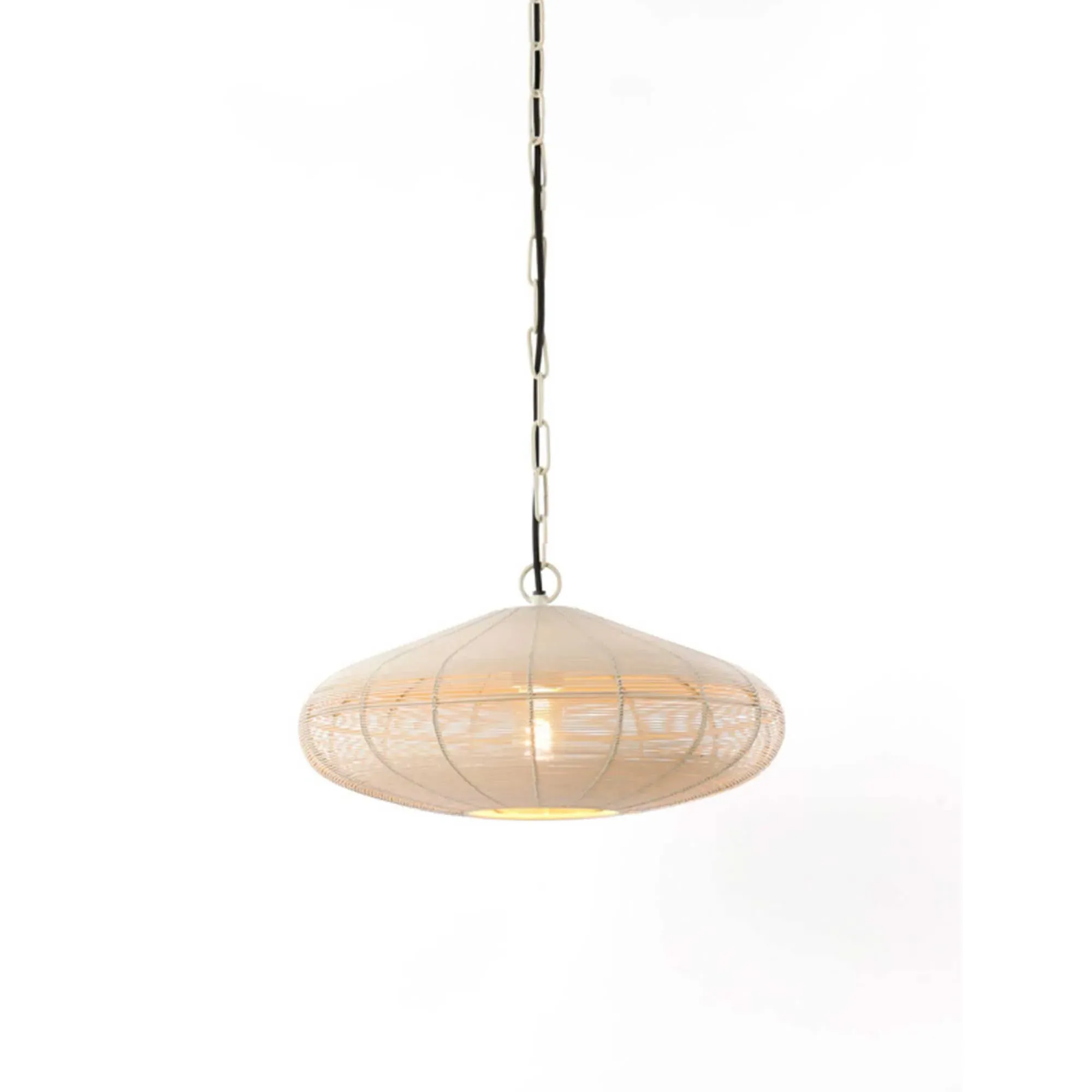 Round Wired Pendant Light - Cream, Metal