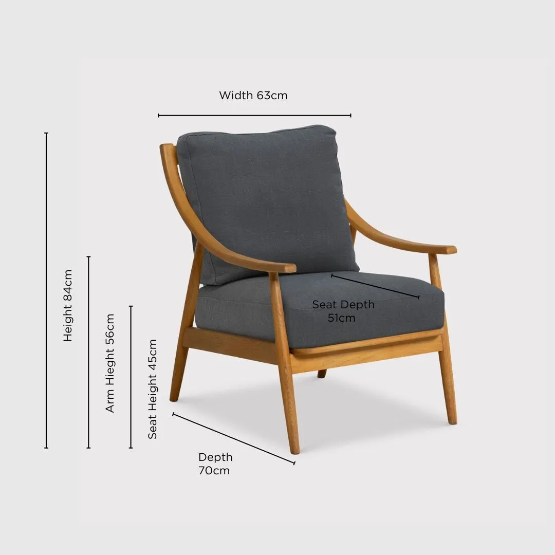 Runa Armchair - Grey, Fabric