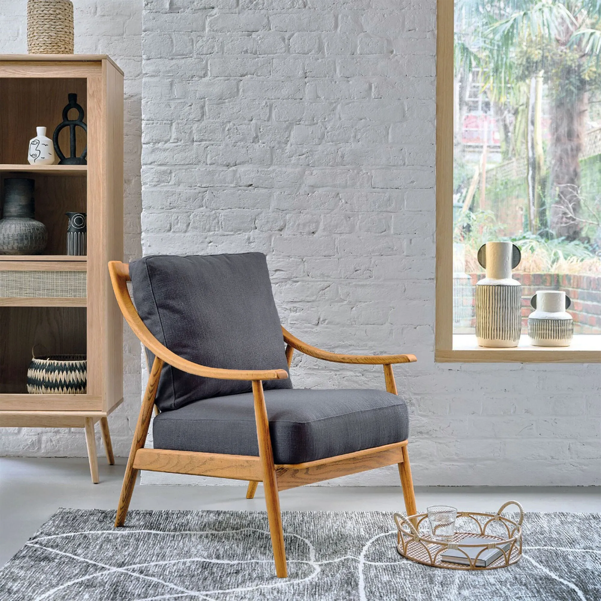 Runa Armchair - Grey, Fabric image