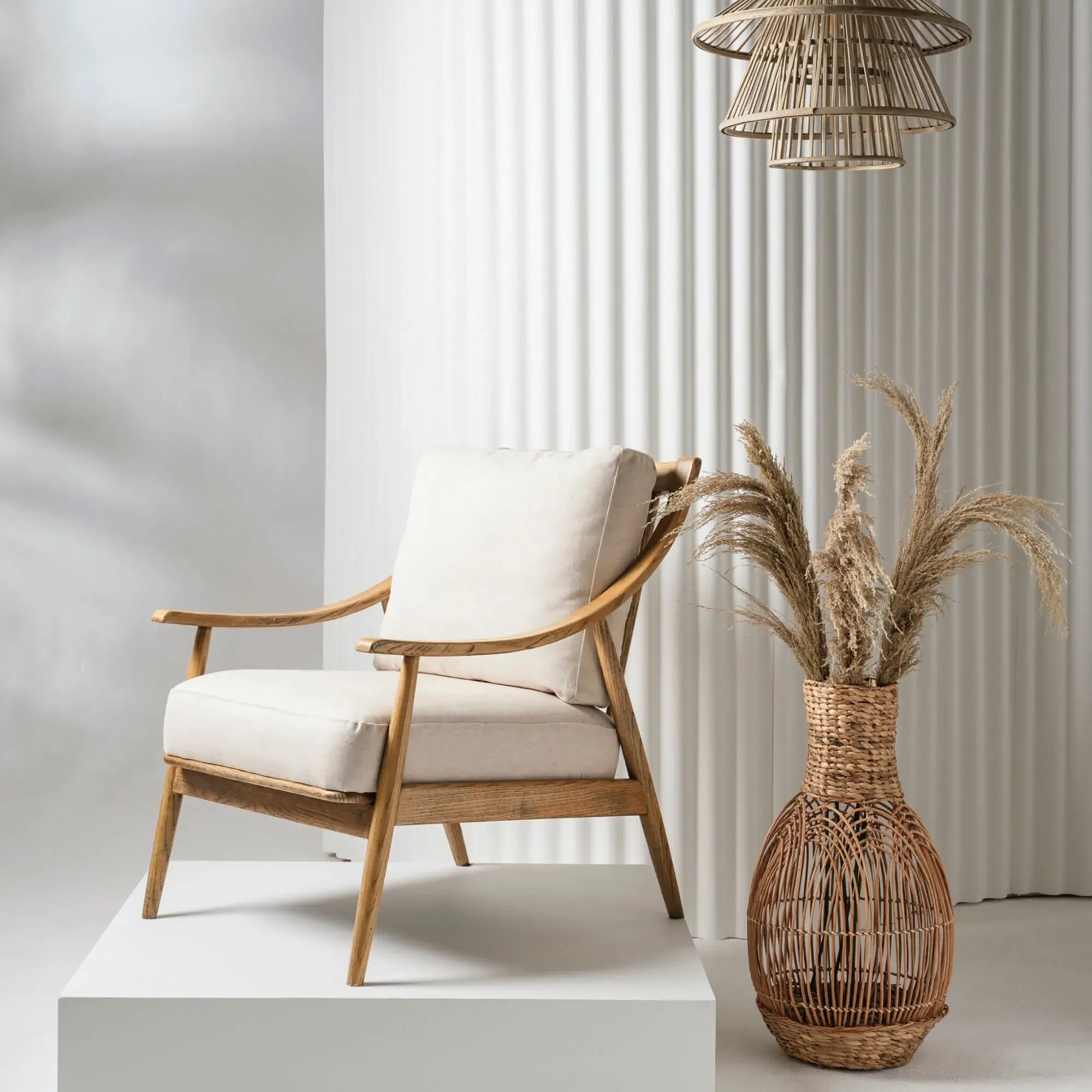 Runa Armchair - Neutral, Fabric