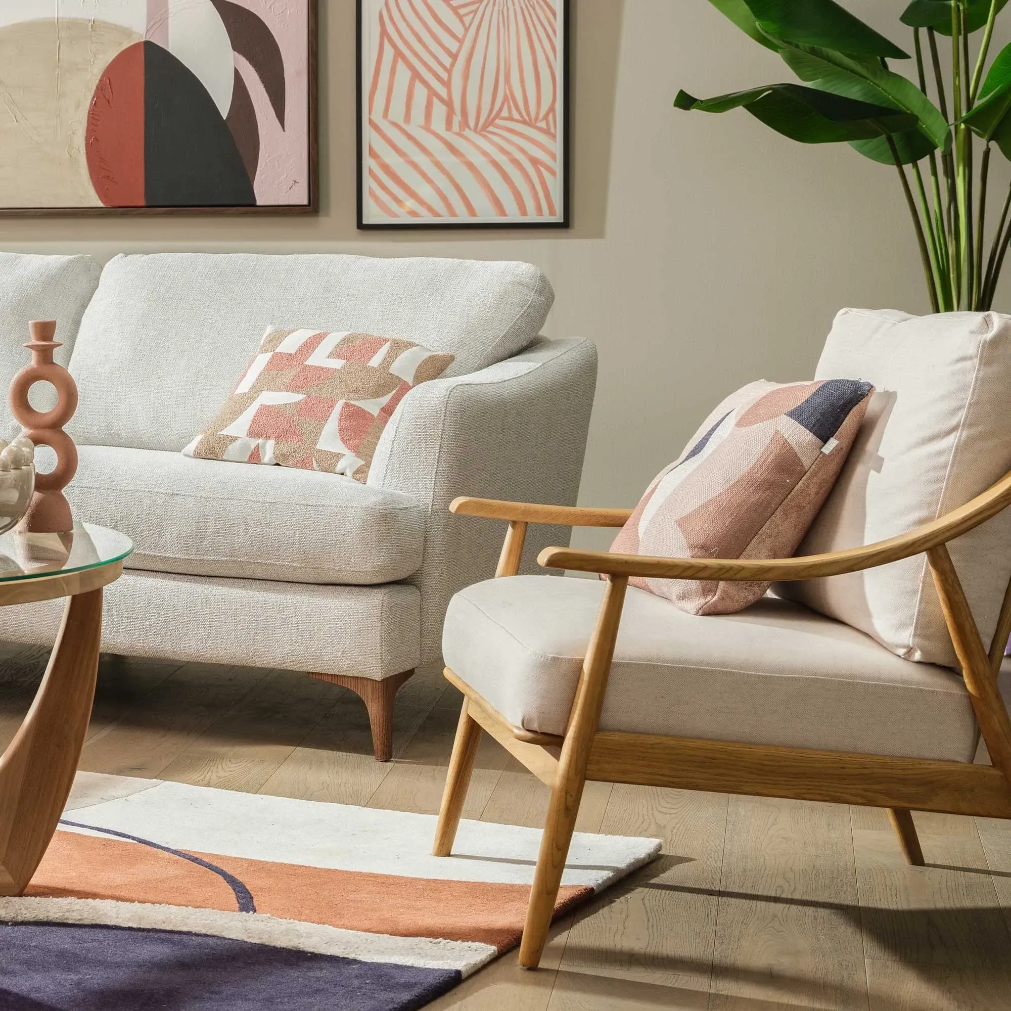 Runa Armchair - Neutral, Fabric