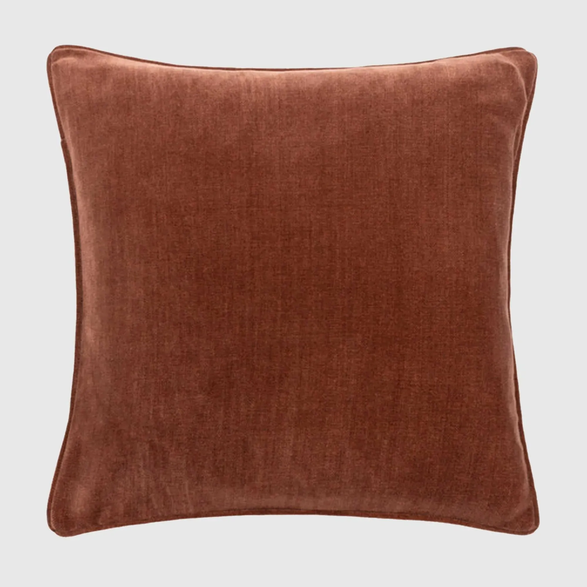 Rust Square Piped Cushion - Brown, Chenille
