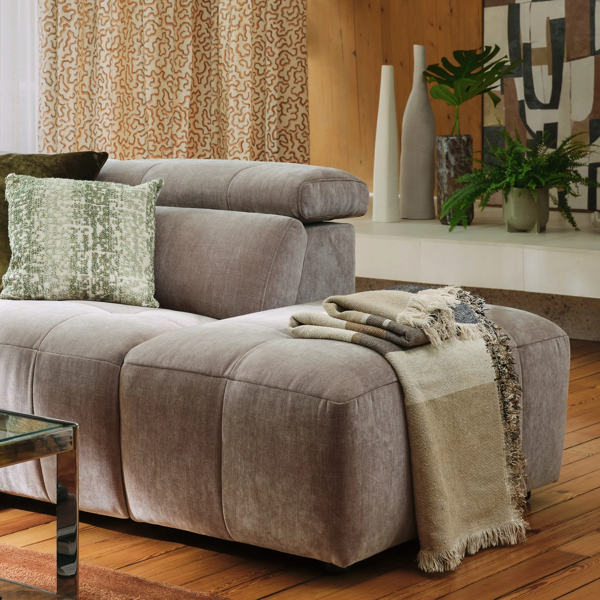 Rustic Patterned Throw Blanket - Neutral, Cotton Blend