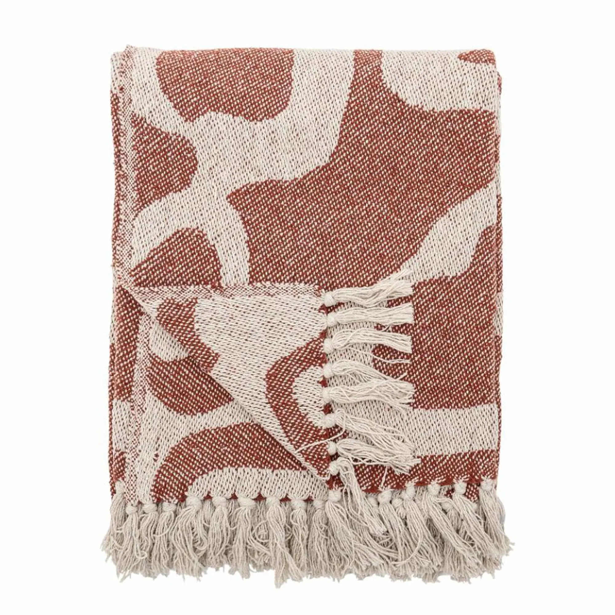 Rustic Recycled Cotton Throw Blanket - Brown, Cotton Blend image