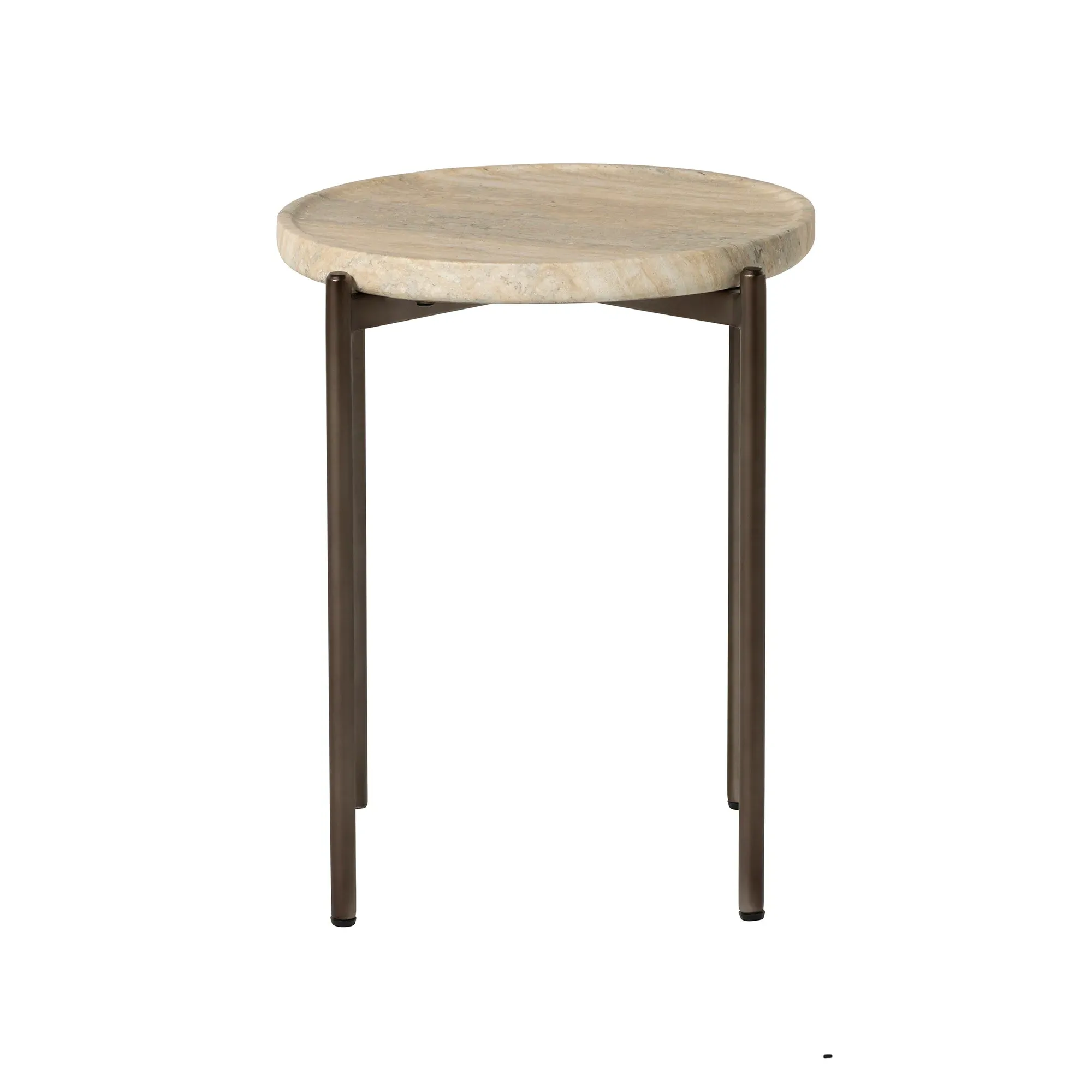 Ryde Low Round Side Table - Neutral, Travertine