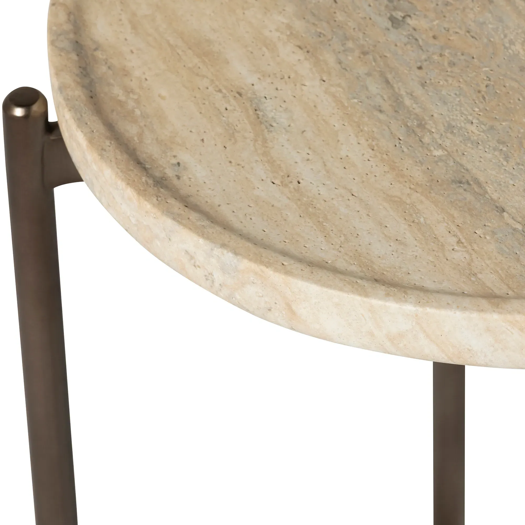 Ryde Low Round Side Table - Neutral, Travertine