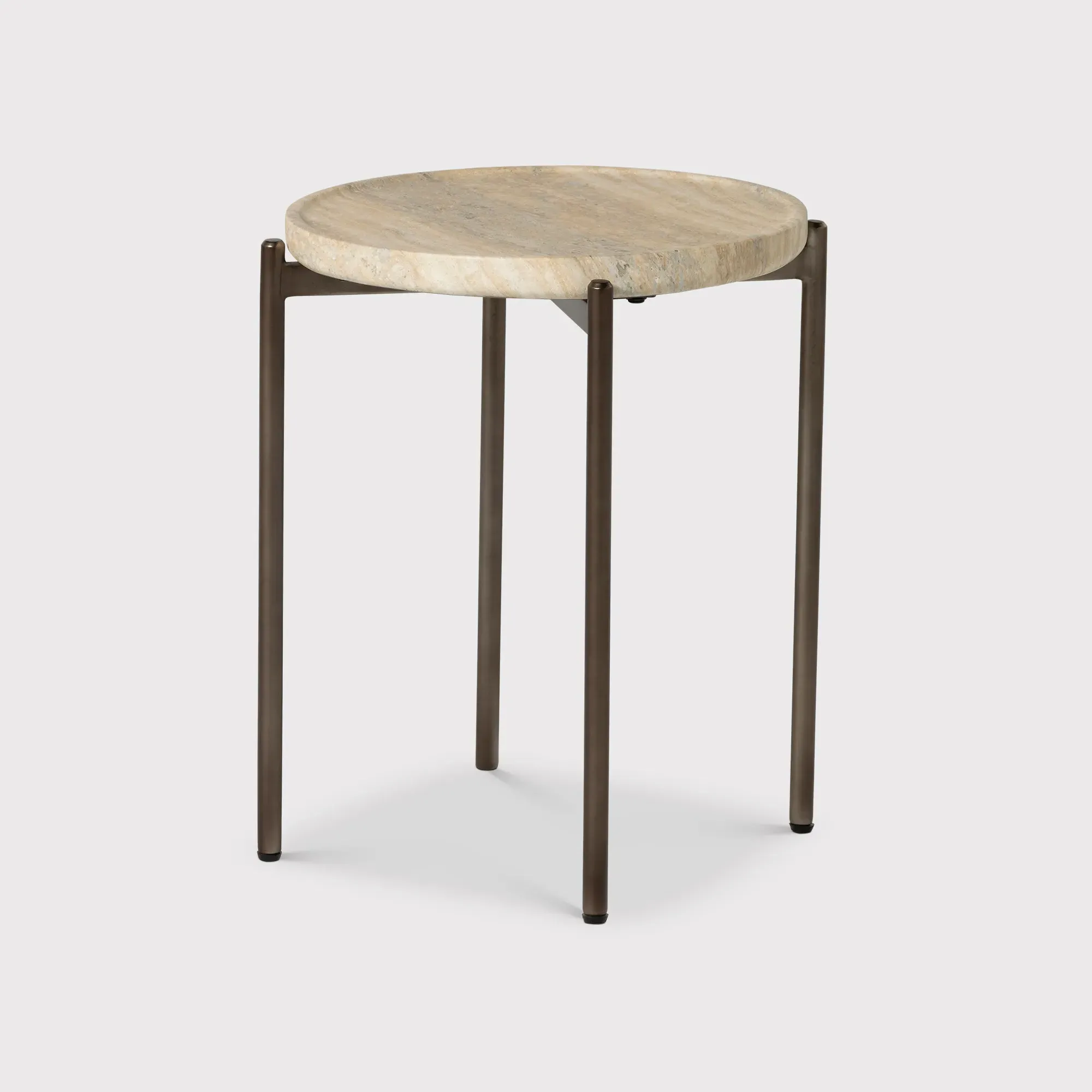 Ryde Low Round Side Table - Neutral, Travertine