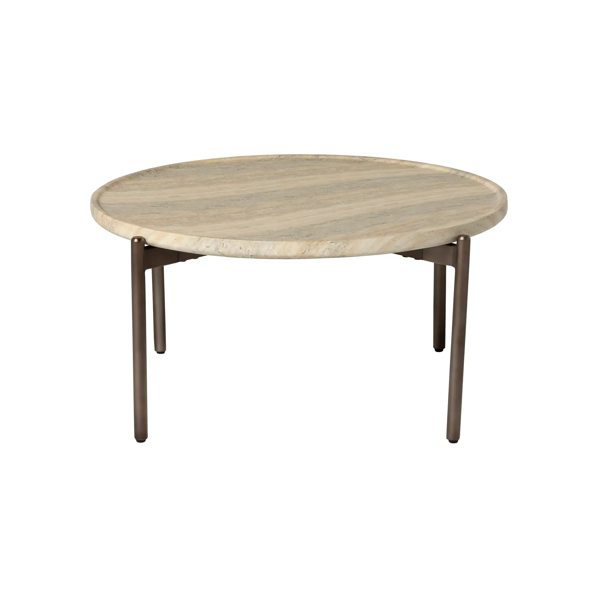 Ryde Round Coffee Table - Neutral, Travertine