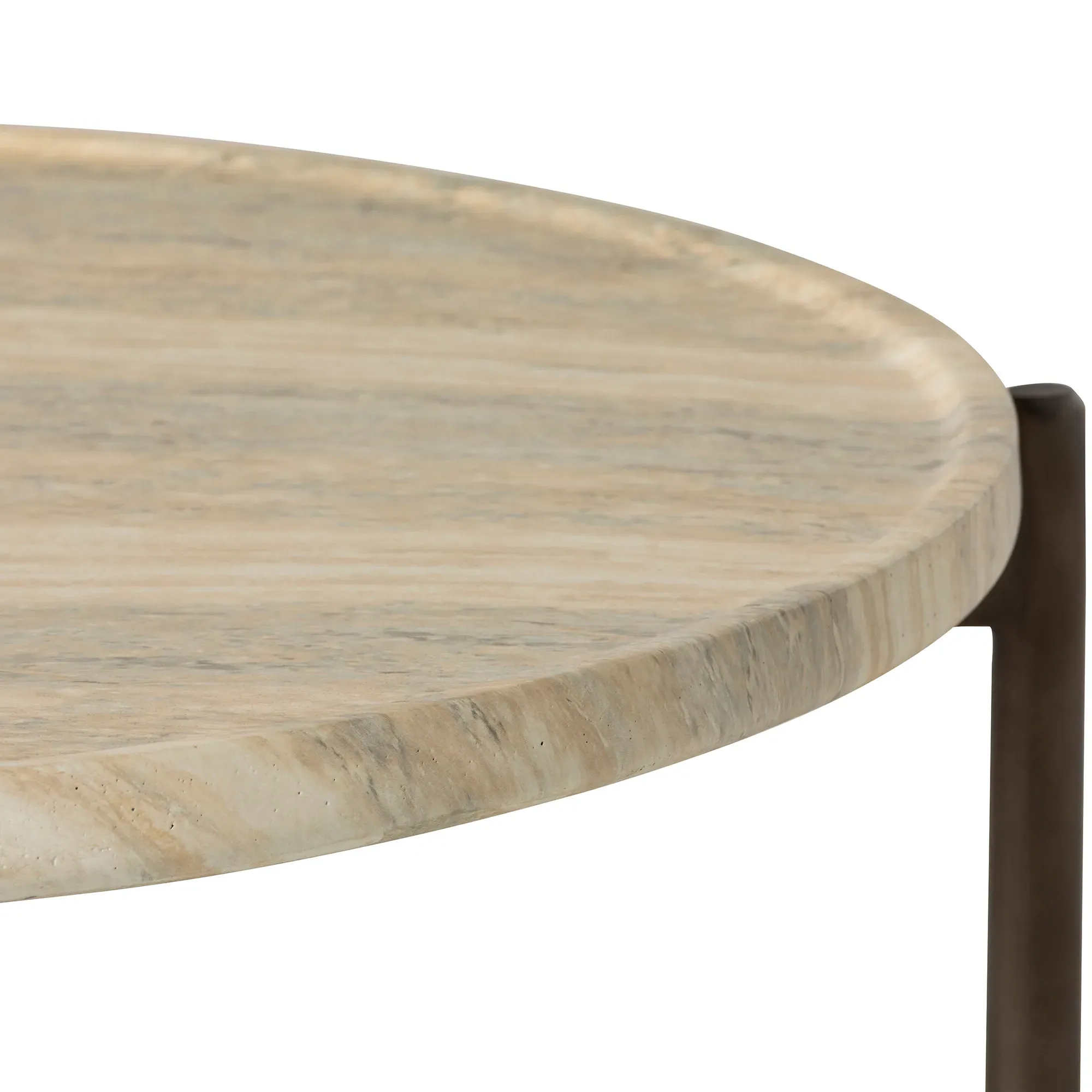 Ryde Round Coffee Table - Neutral, Travertine