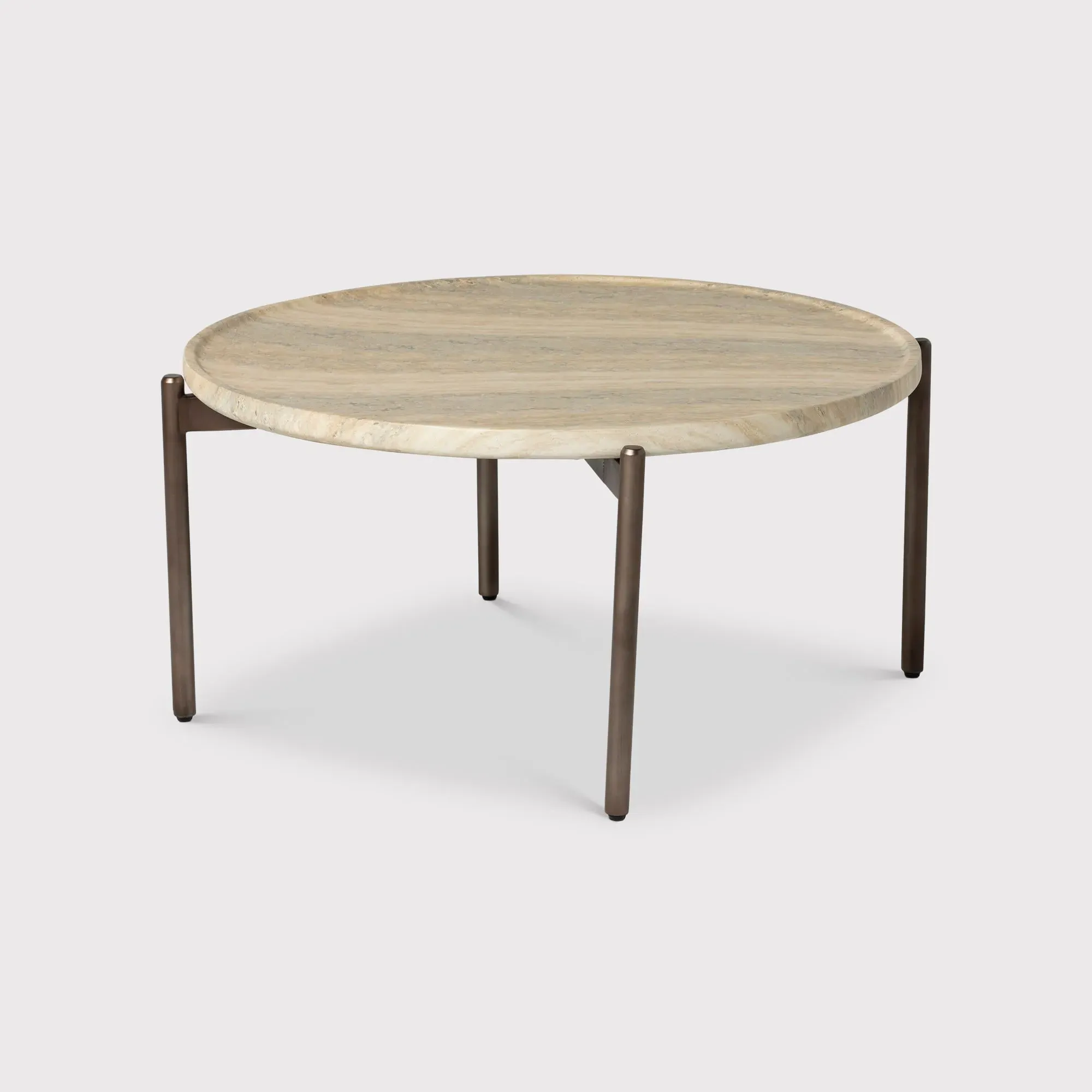 Ryde Round Coffee Table - Neutral, Travertine