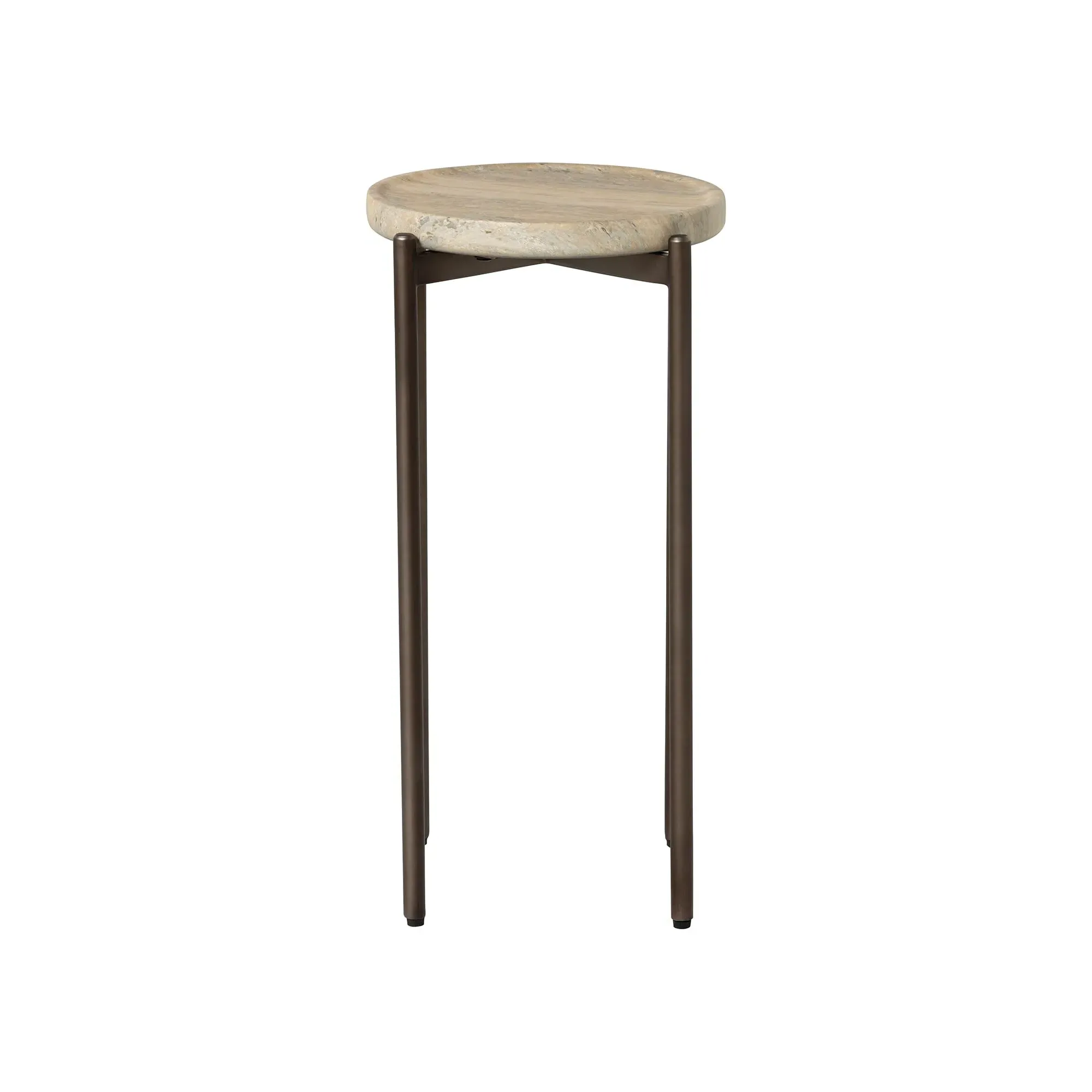 Ryde Tall Round Side Table - Neutral, Travertine