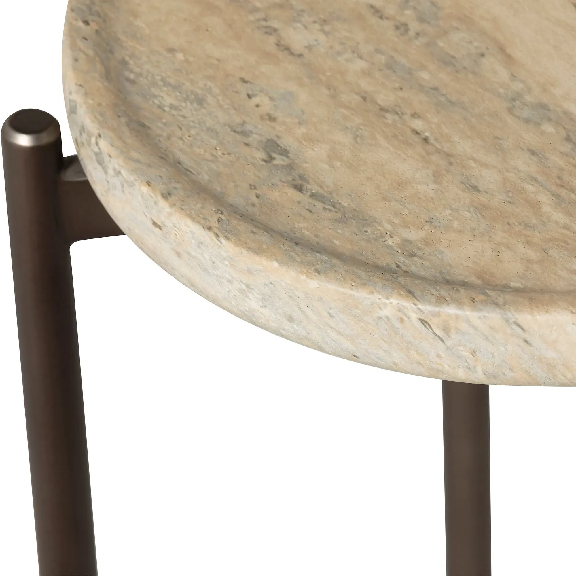 Ryde Tall Round Side Table - Neutral, Travertine