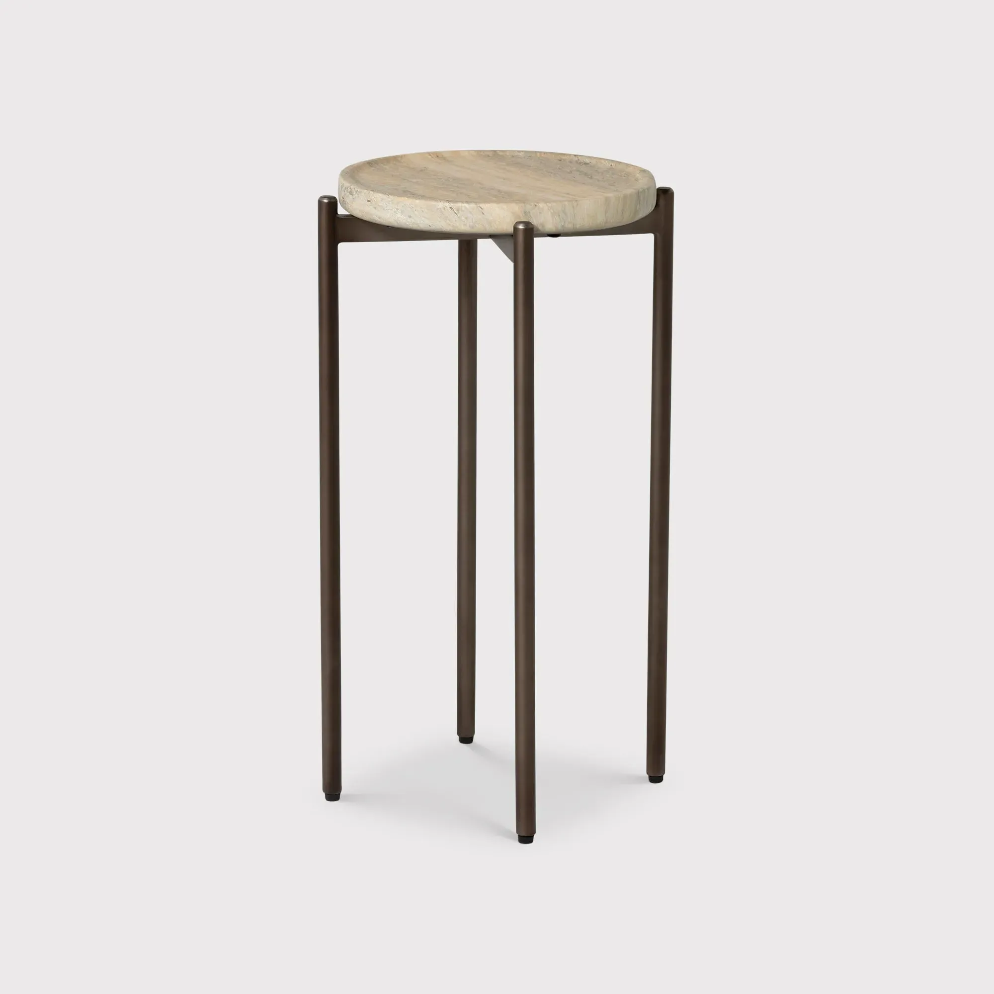 Ryde Tall Round Side Table - Neutral, Travertine image