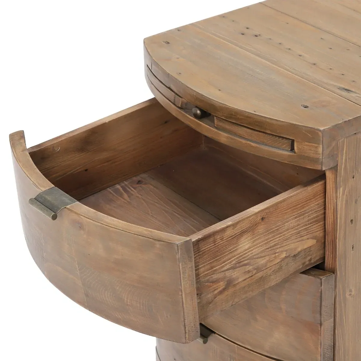 Rye 3 Drawer Bow Front Bedside Table - Neutral, Wood