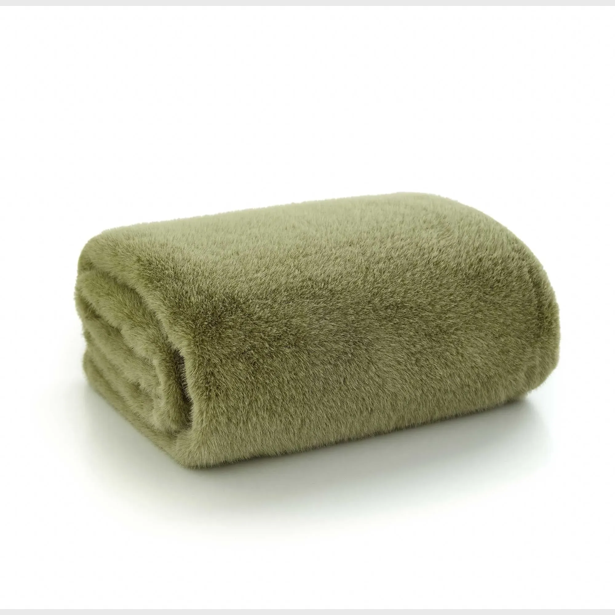 Sage Faux Fur Throw Blanket - Green, Polyester image