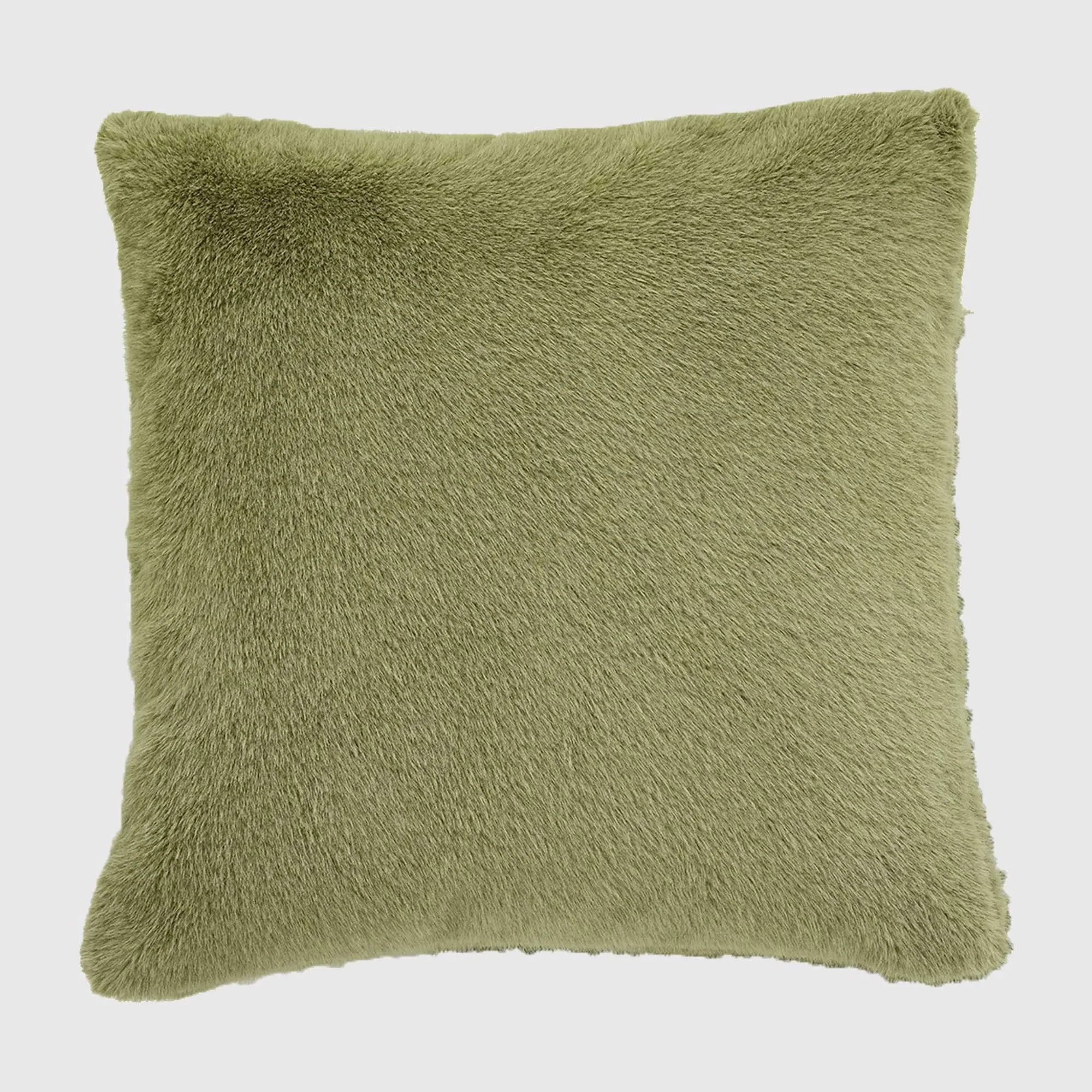 Sage Square Faux Fur Cushion - Green, Polyester image