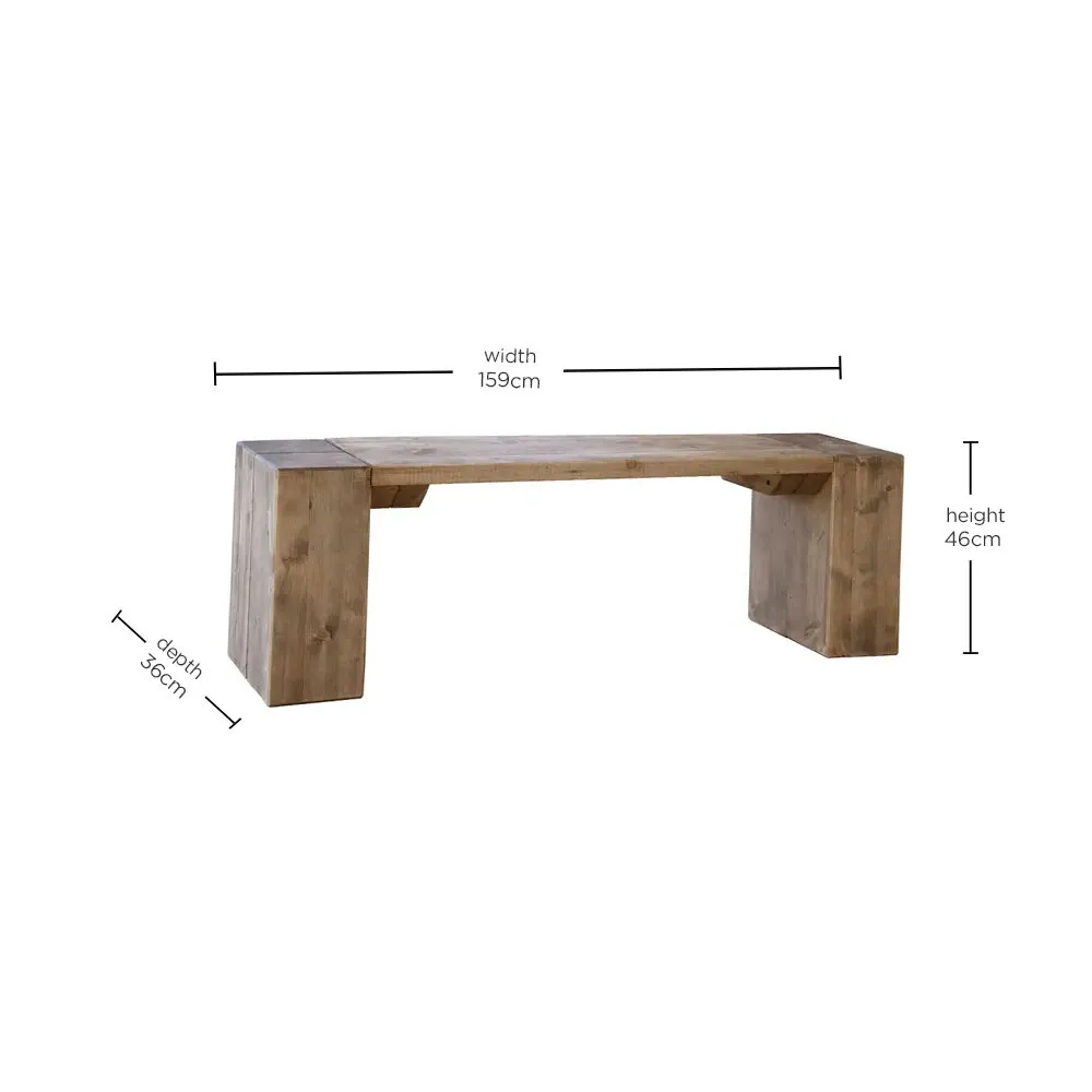 Samson Bench 159cm - Brown, Reclaimed Timber