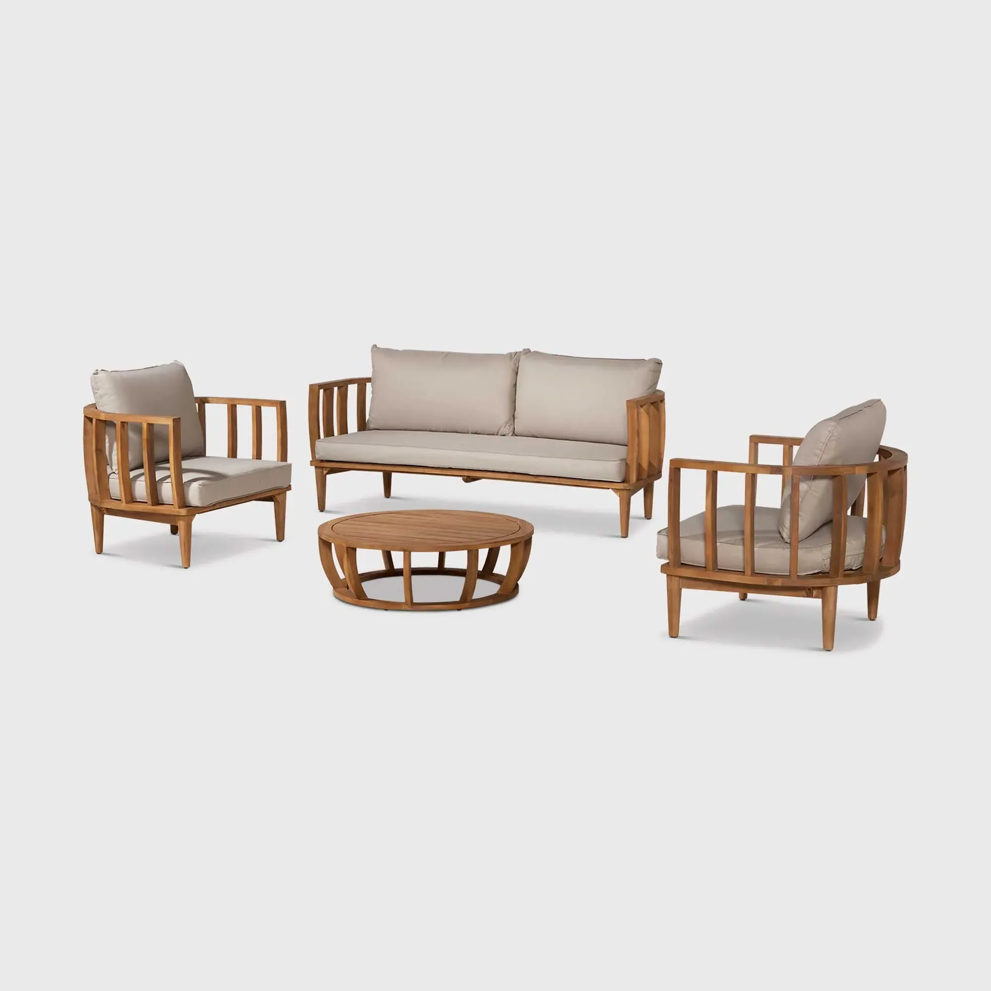 San Marino Lounge Set - Grey, Acacia Wood