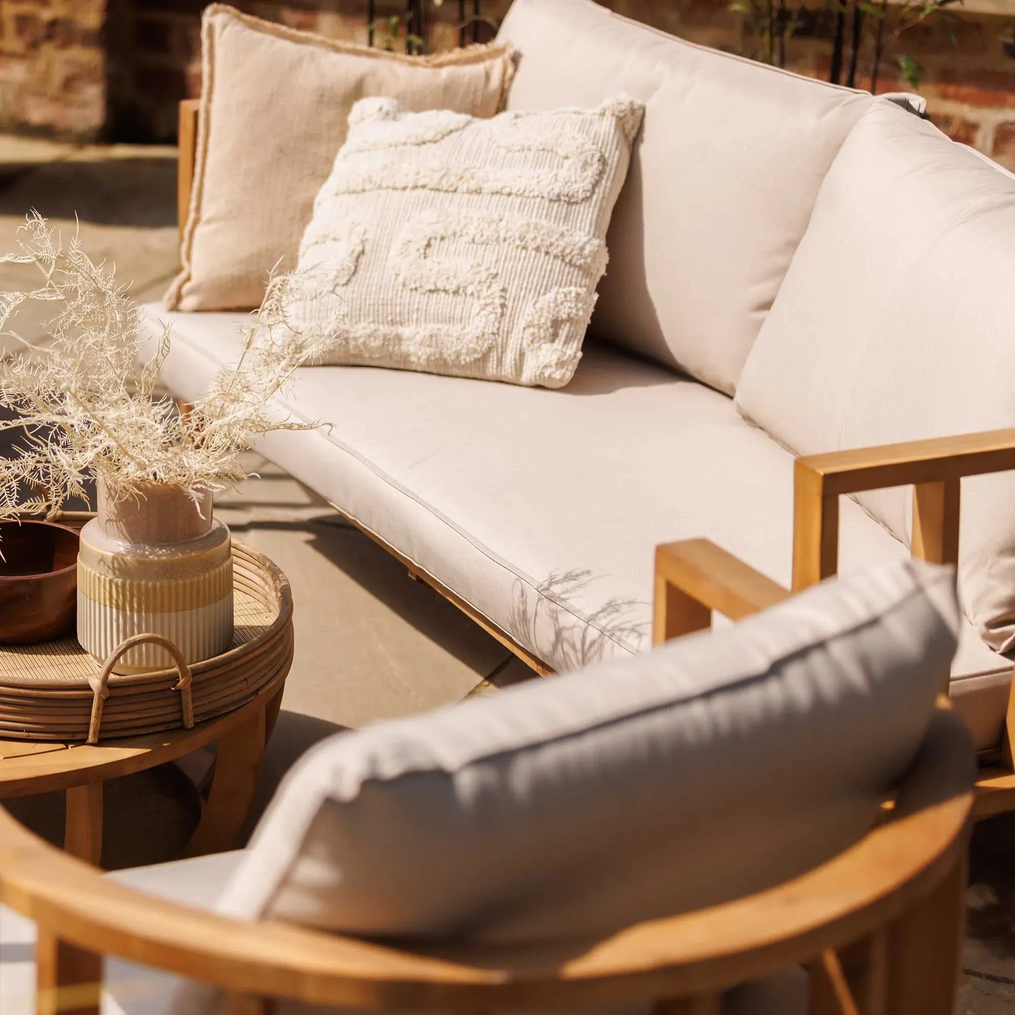 San Marino Lounge Set - Grey, Acacia Wood