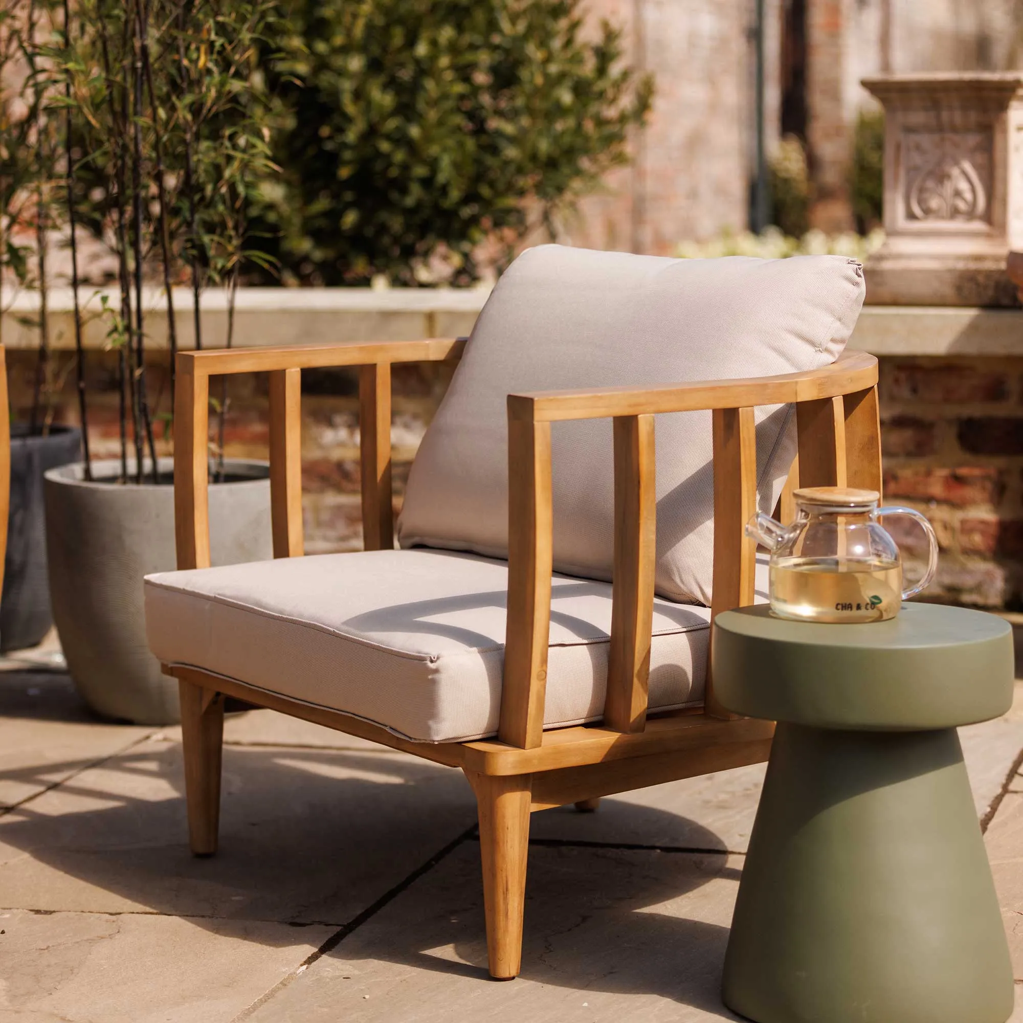 San Marino Lounge Set - Grey, Acacia Wood