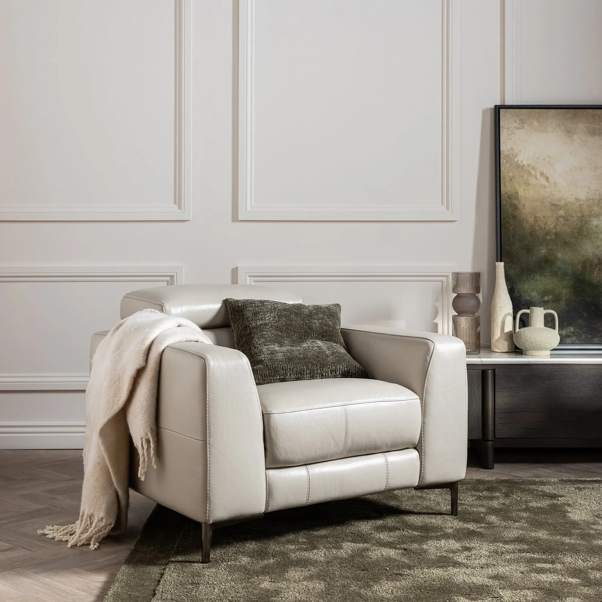 Sandro Armchair - Grey, Leather