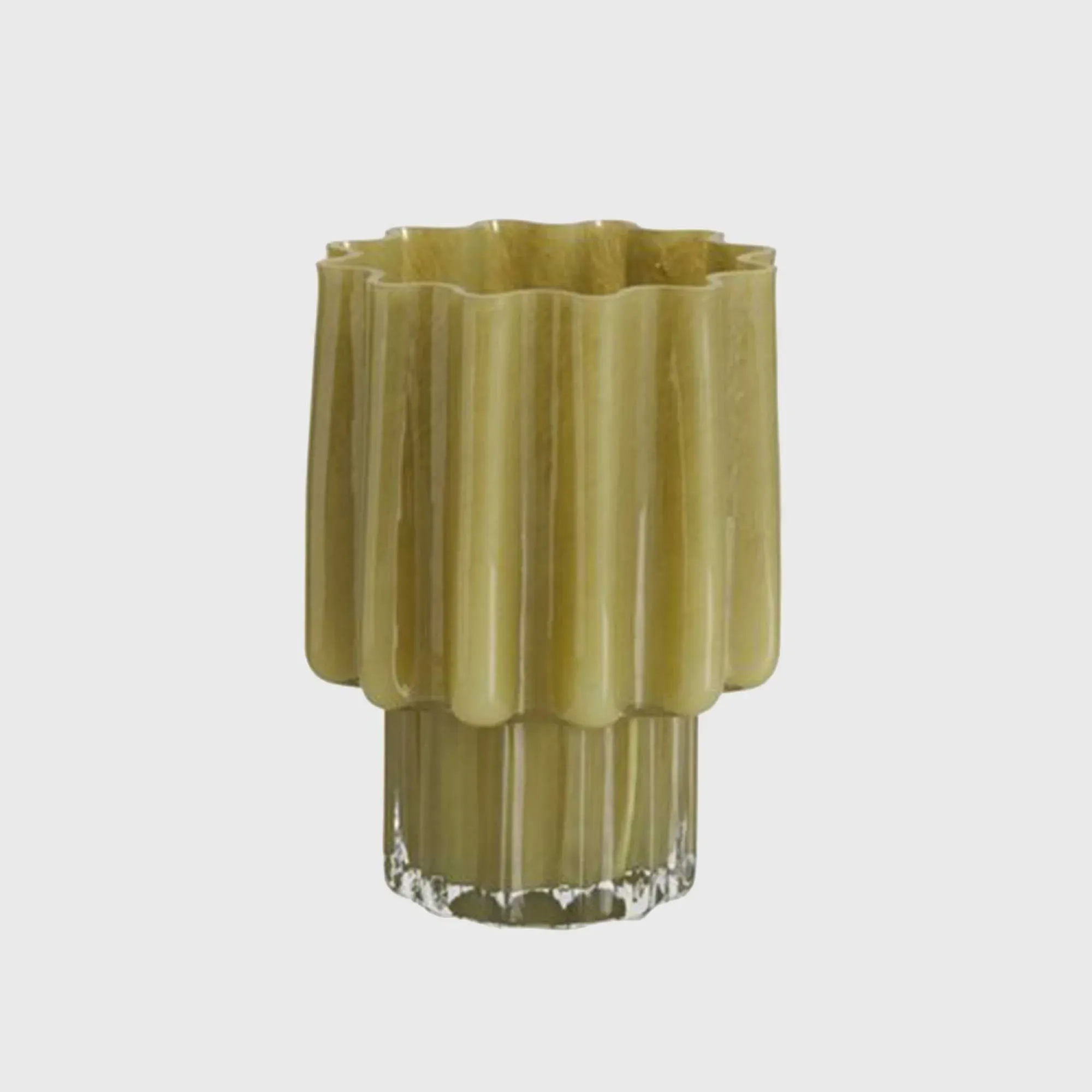 Scalloped Glass Vase - Green