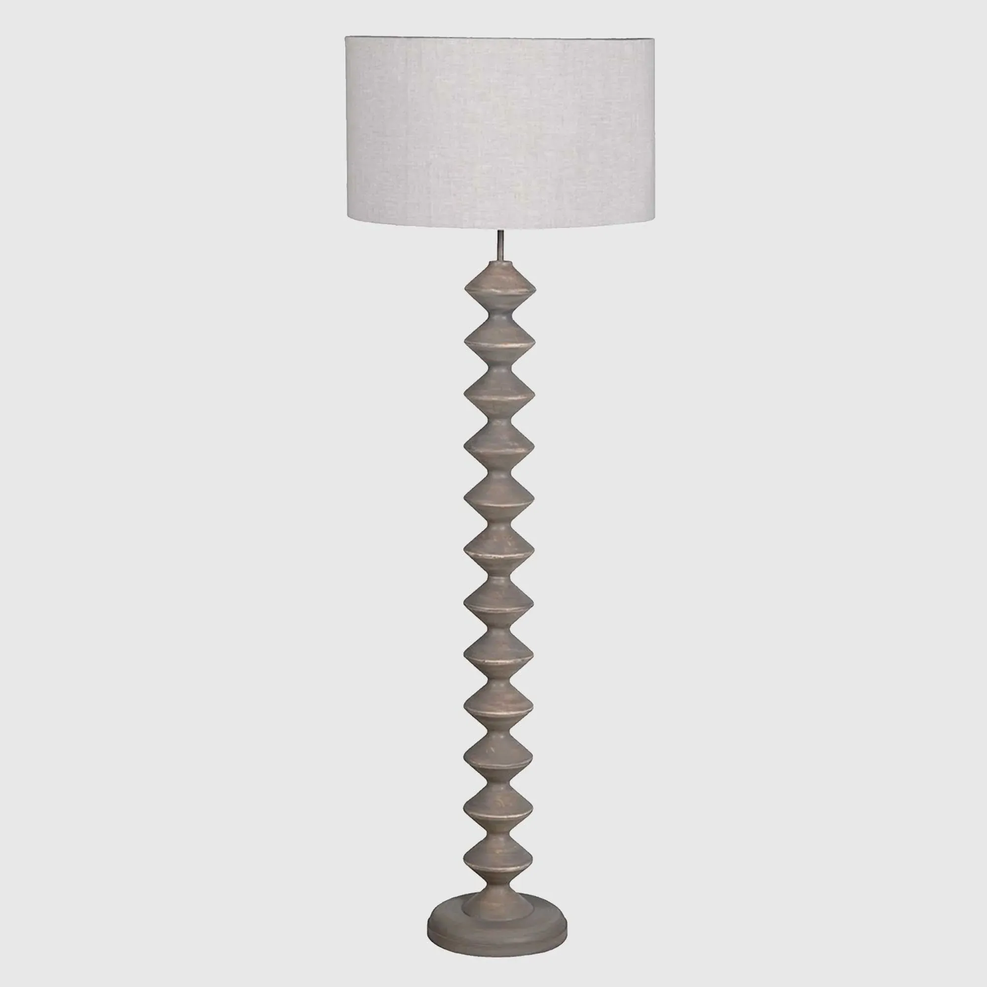 Sculpted Floor Lamp - Grey, Wood