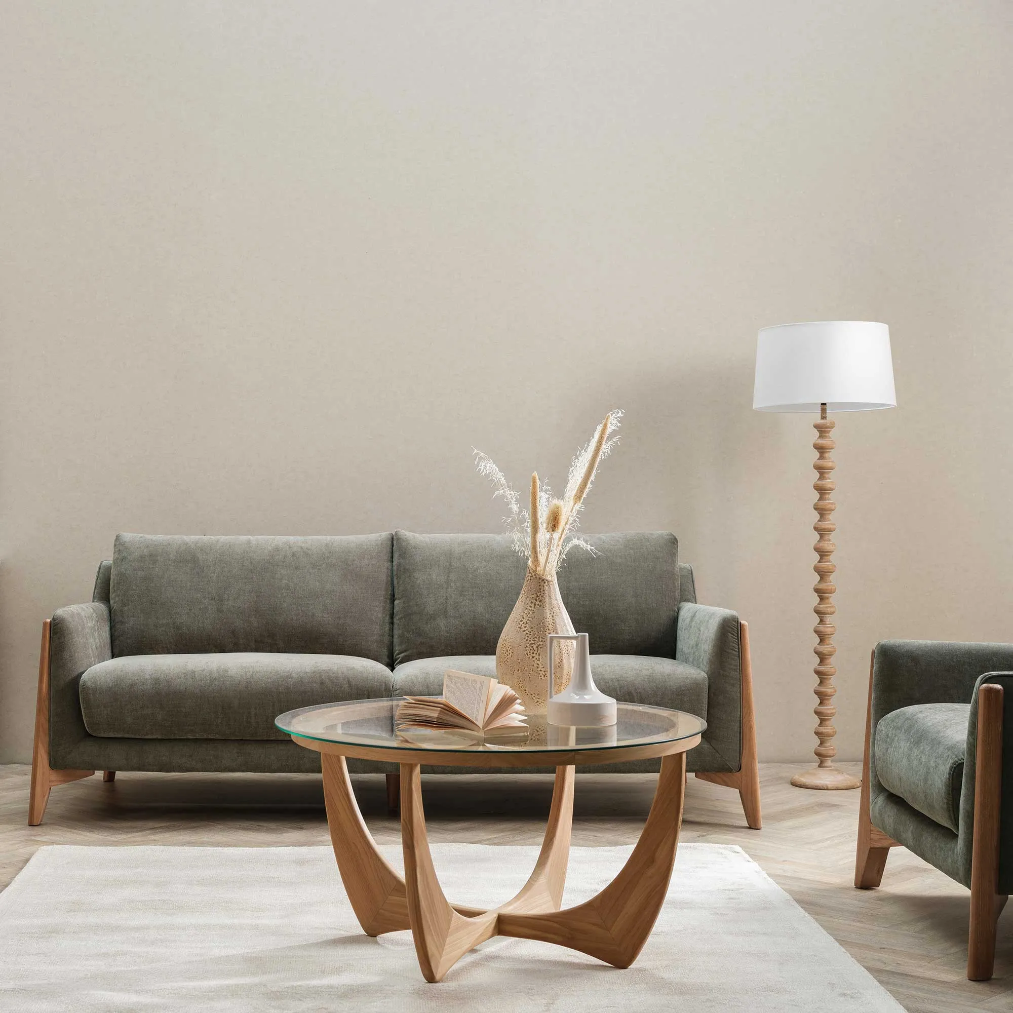 Sculpted Floor Lamp - Wood