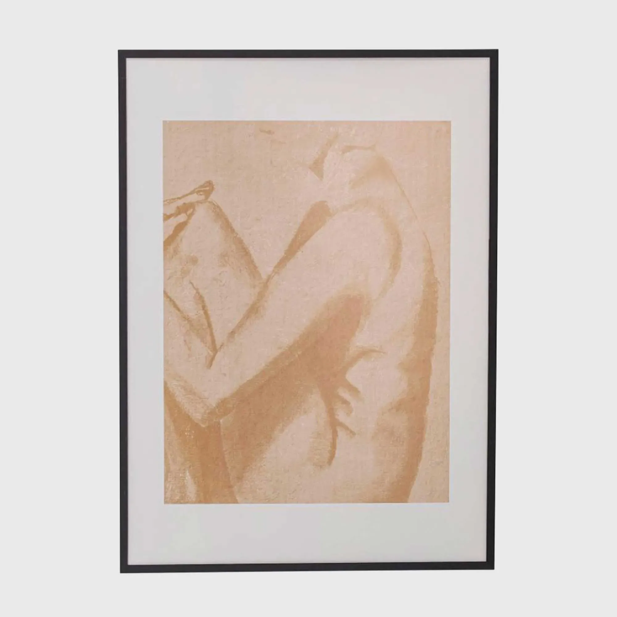 Seated Silhouette Square Framed Print - Neutral, Wood image