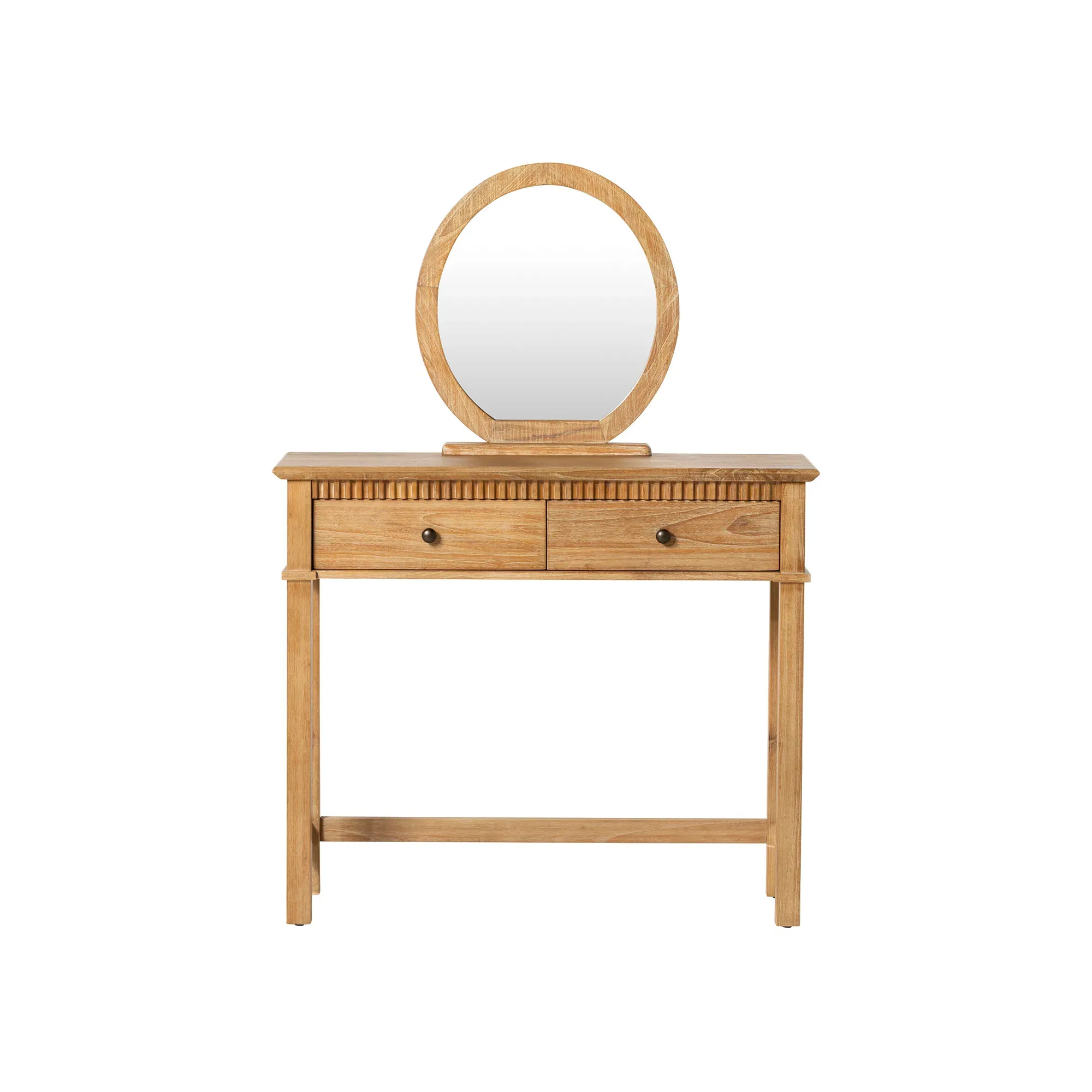 Selene Square Dressing Table with Mirror - Brown, Mindi Wood