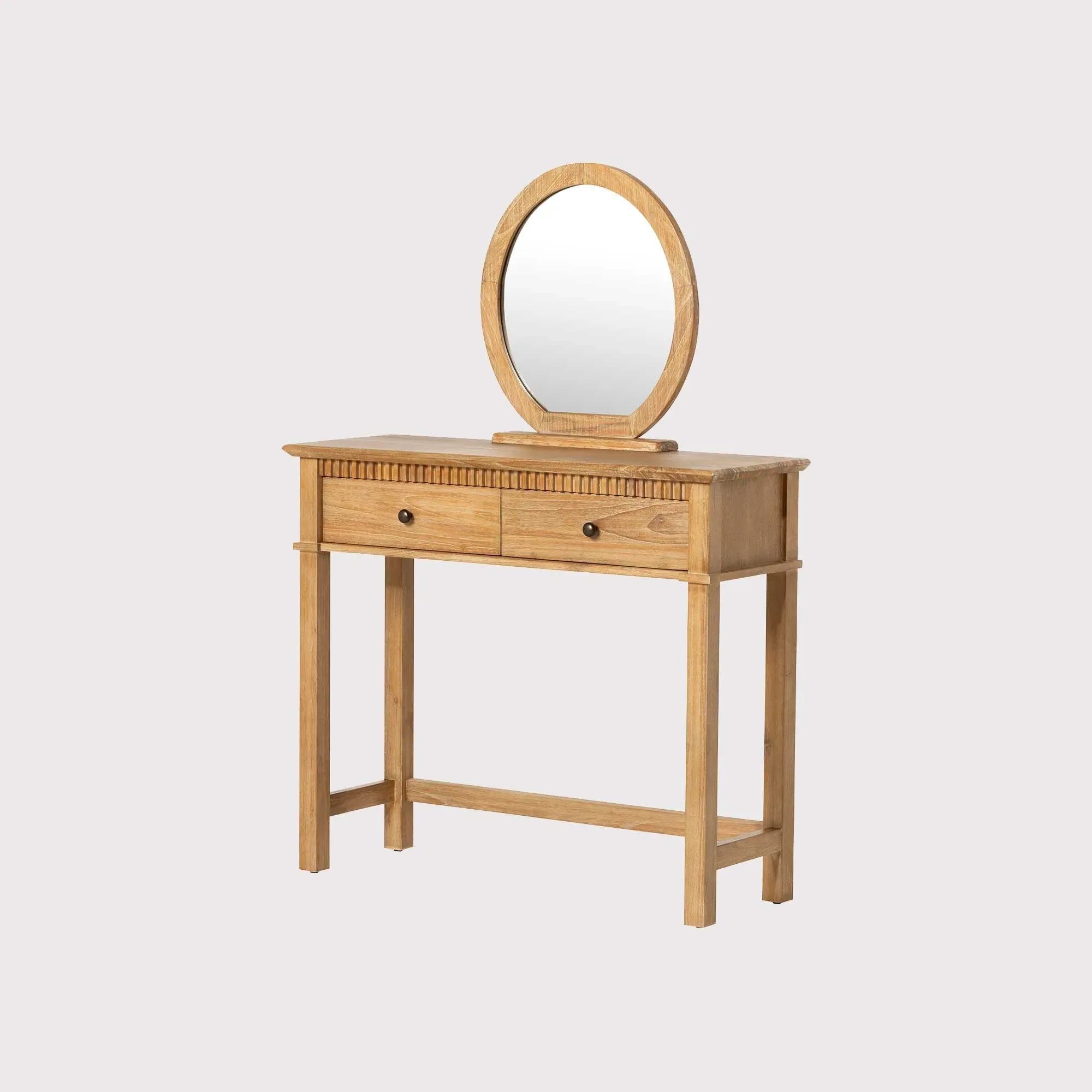 Selene Square Dressing Table with Mirror - Brown, Mindi Wood