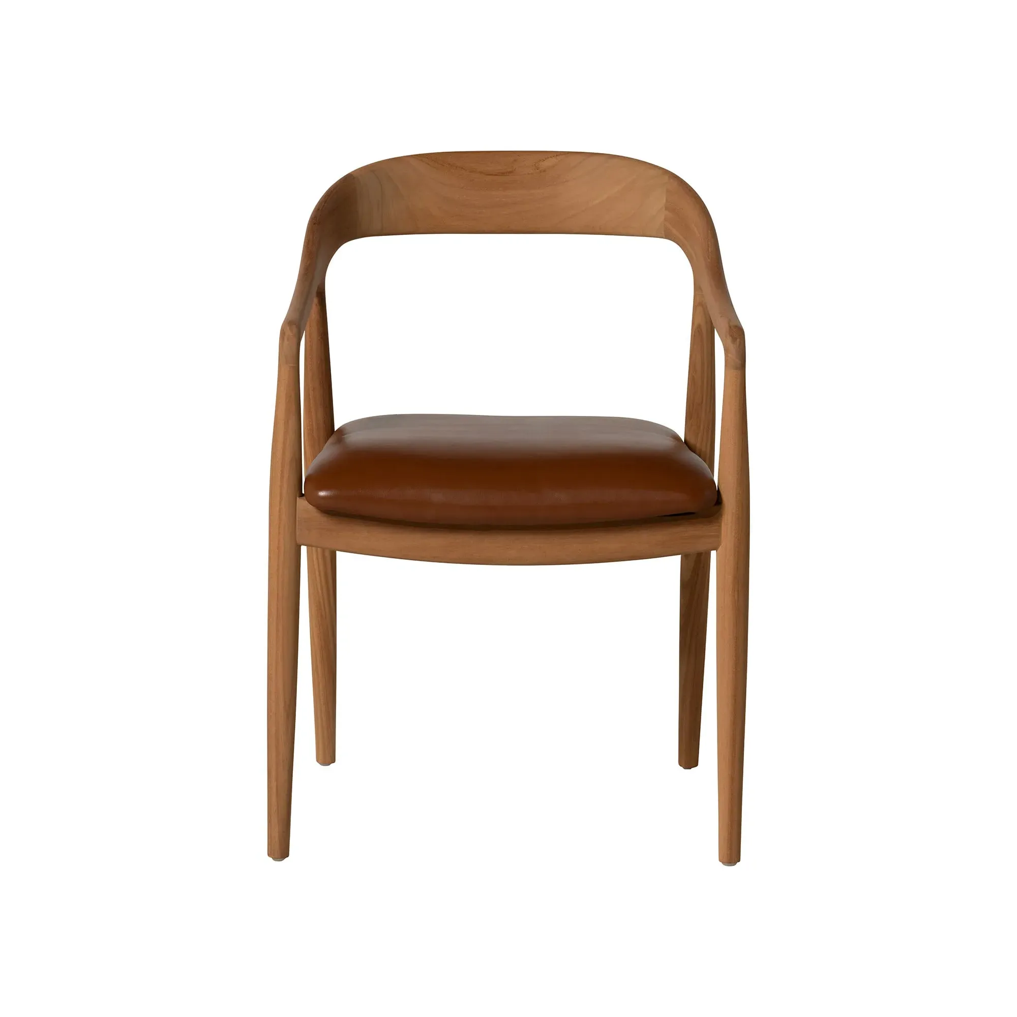 Semeru Armchair with Leather Seat - Brown, Teak