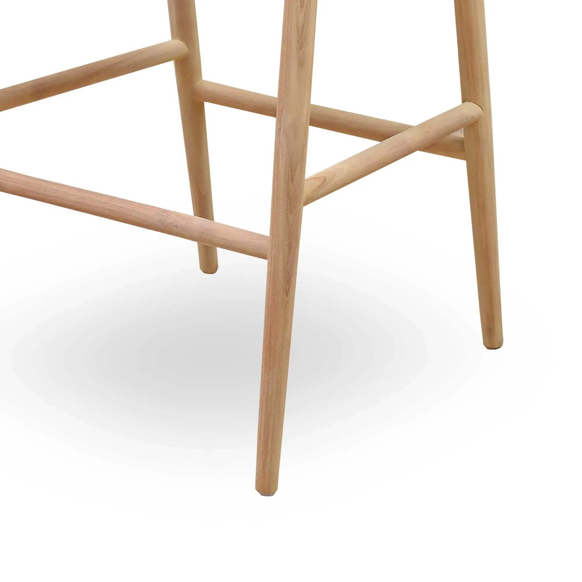 Semeru Counter Stool with Leather Seat - Brown, Teak