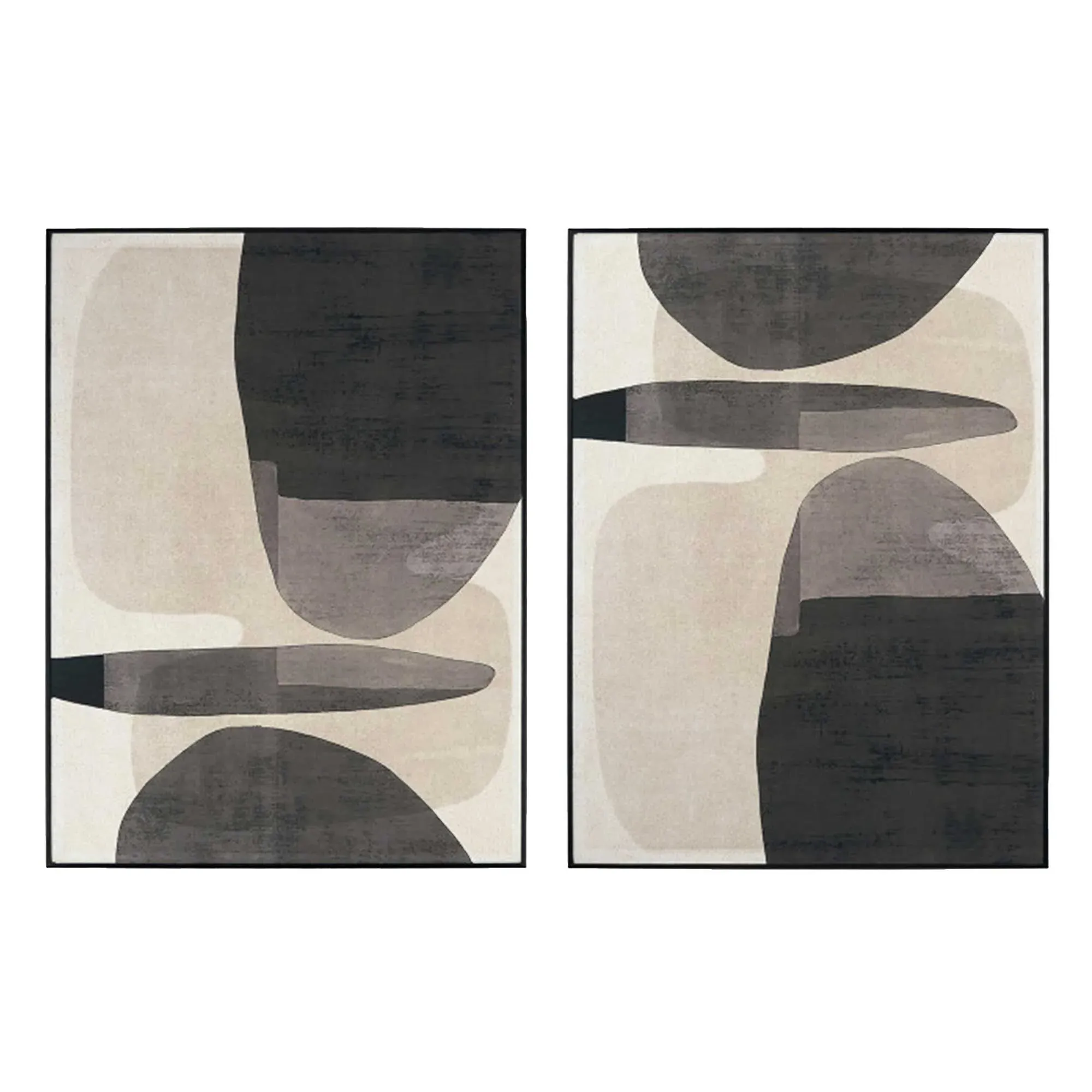 Set of 2 Abstract Oval Framed Prints - Canvas image