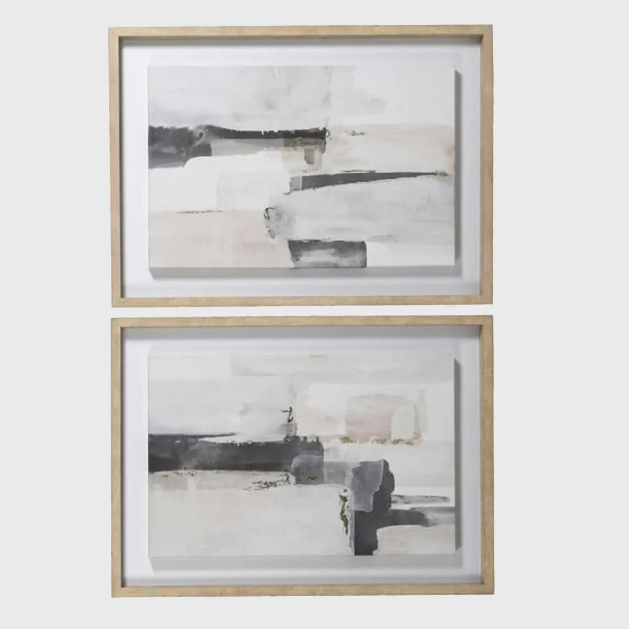 Set of 2 Natural Brushstroke Framed Canvas Print image