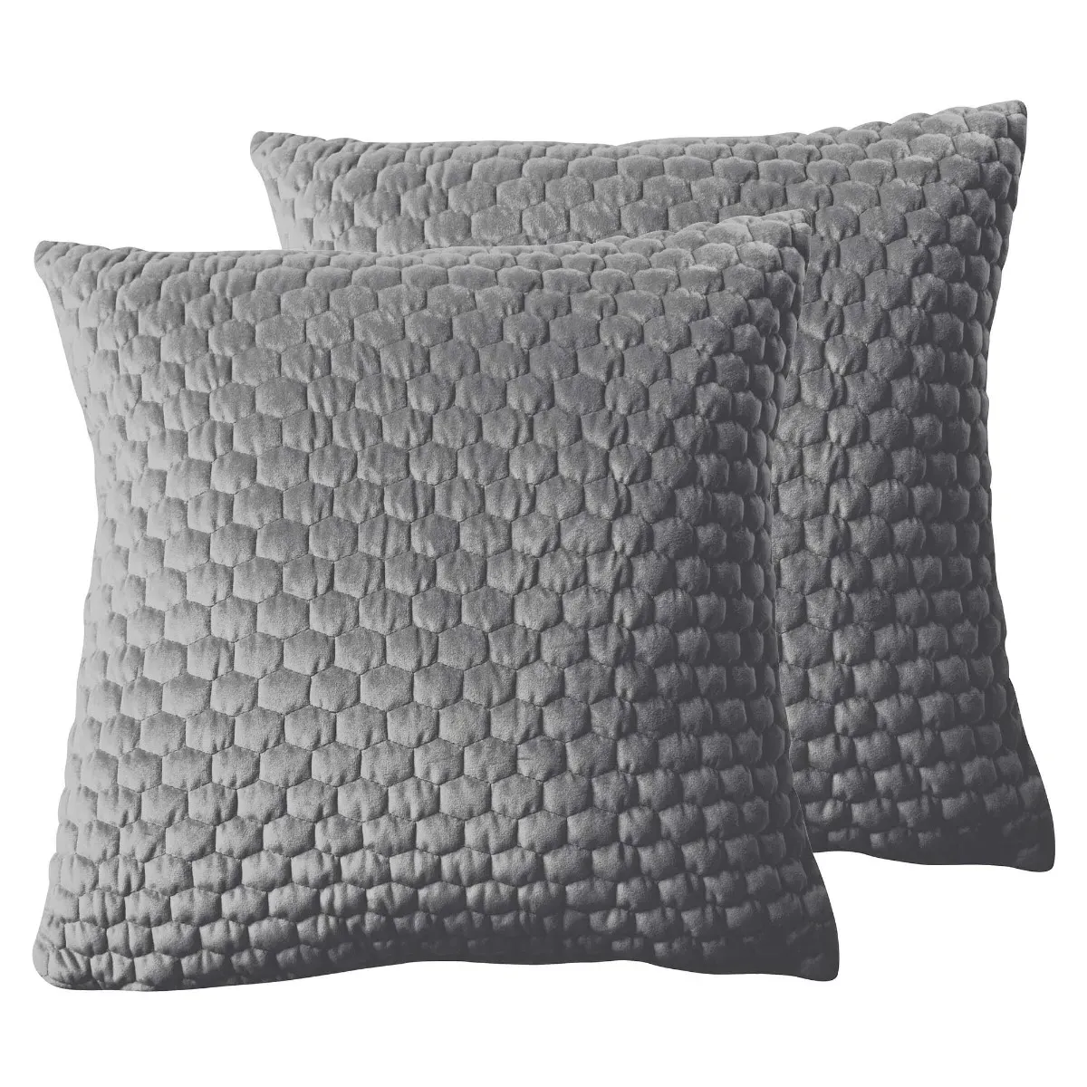 Set of 2 Square Cushions - Silver, Velvet