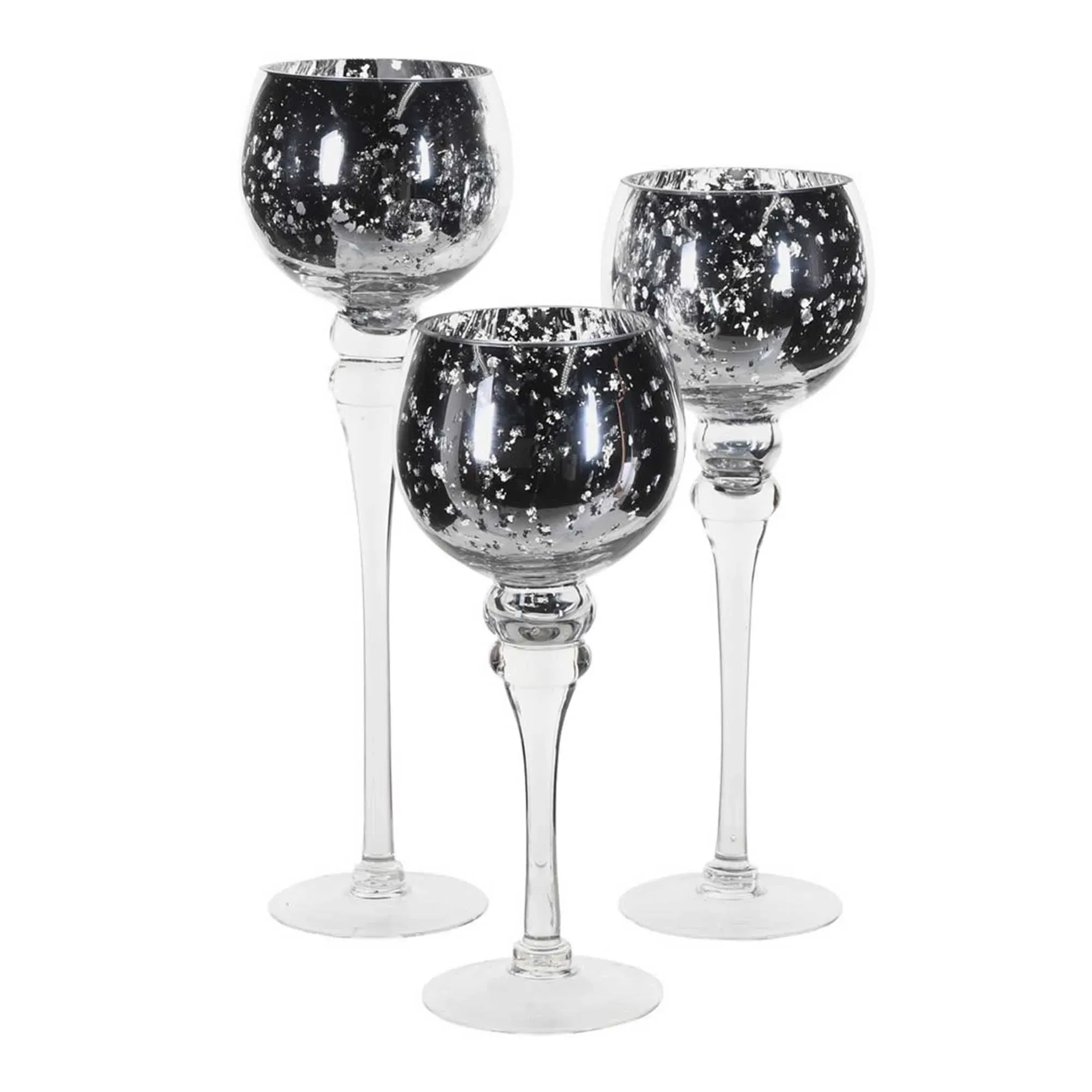 Set of 3 Candleholders - Silver, Glass image