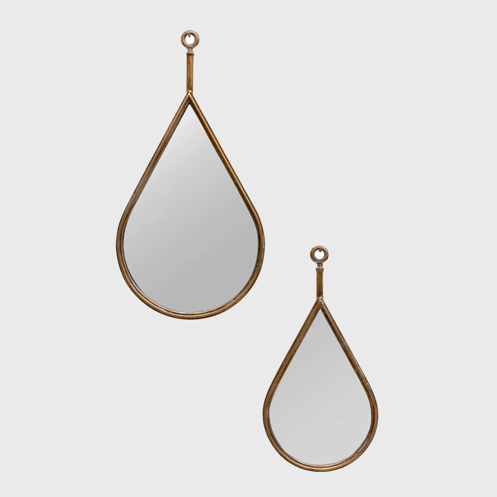 Set of Two Tear Drop Mirrors - Neutral, Iron image