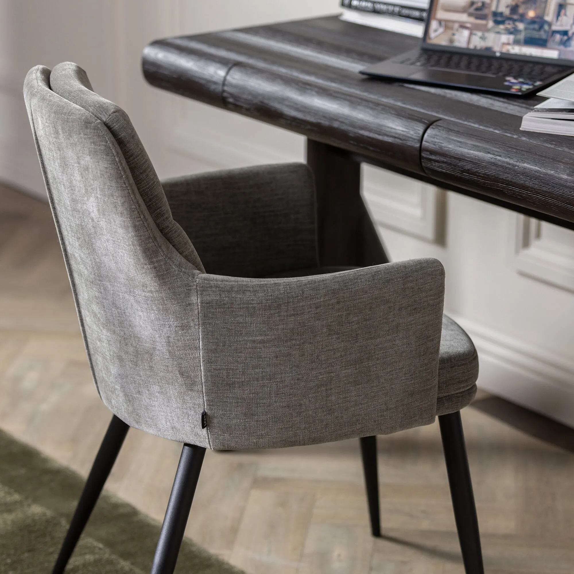 Shale Dining Chair with Arms - Grey, Fabric