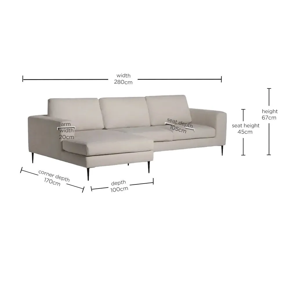 Sienna LHF Chaise Corner Sofa - Neutral