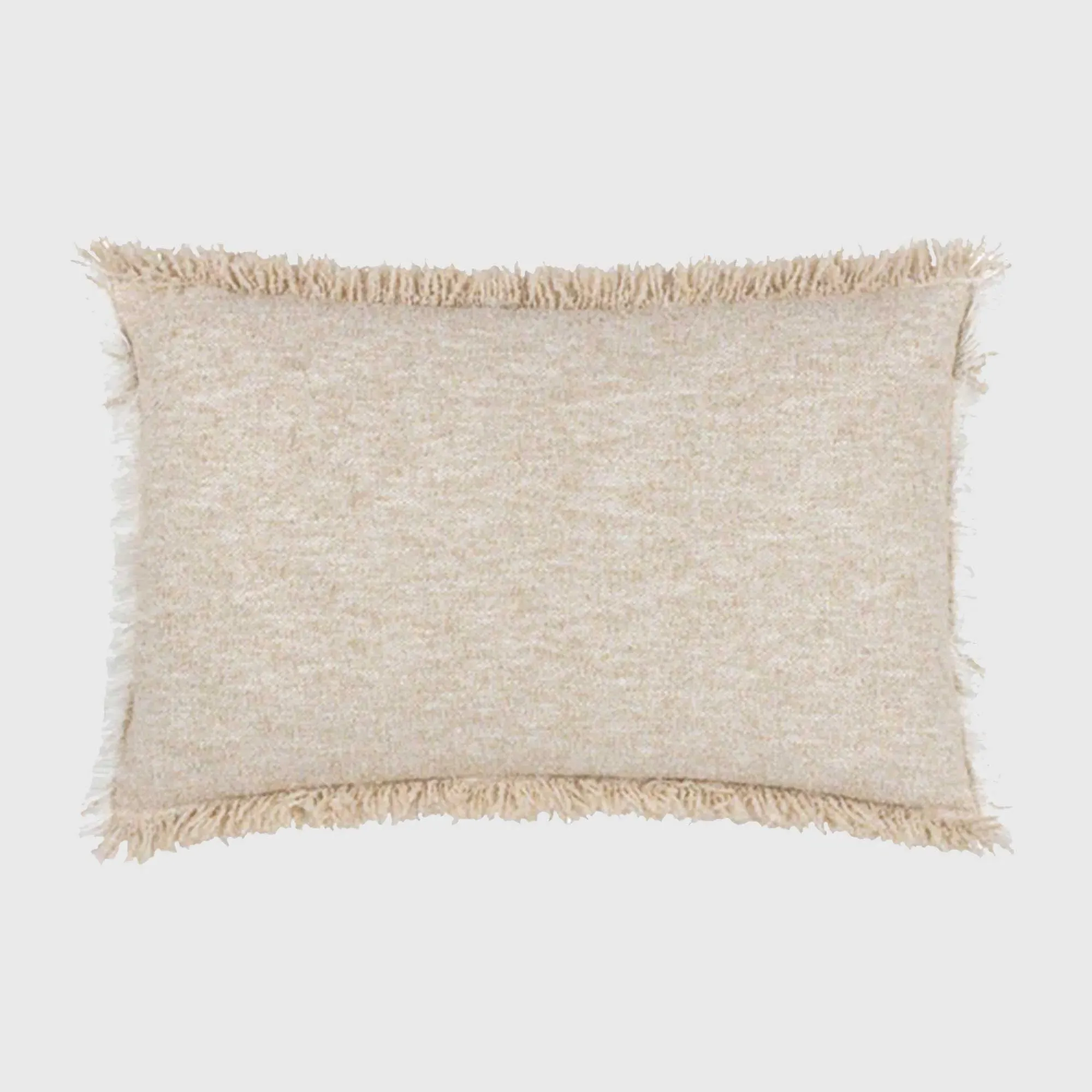 Siesta Square Fringed Cushion - Neutral, Cotton Blend